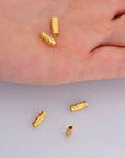 24K Gold Vermeil Spiral Tube Beads, Antique Tube Beads, 925 Silver Spacer Tube Beads in Gold, Tube Beads For Jewelry Making, VM23