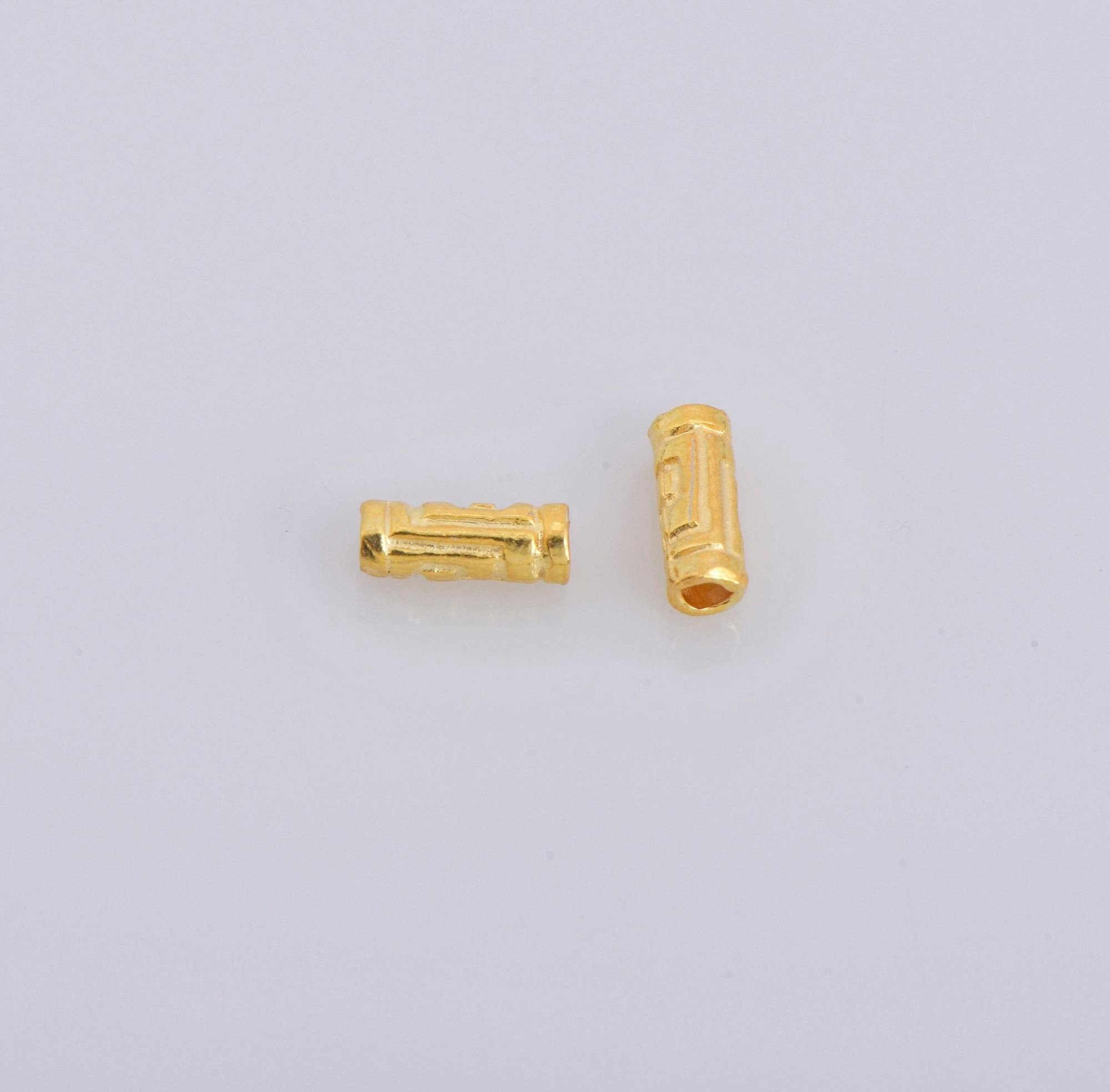 24K Gold Vermeil Spiral Tube Beads, Antique Tube Beads, 925 Silver Spacer Tube Beads in Gold, Tube Beads For Jewelry Making, VM23