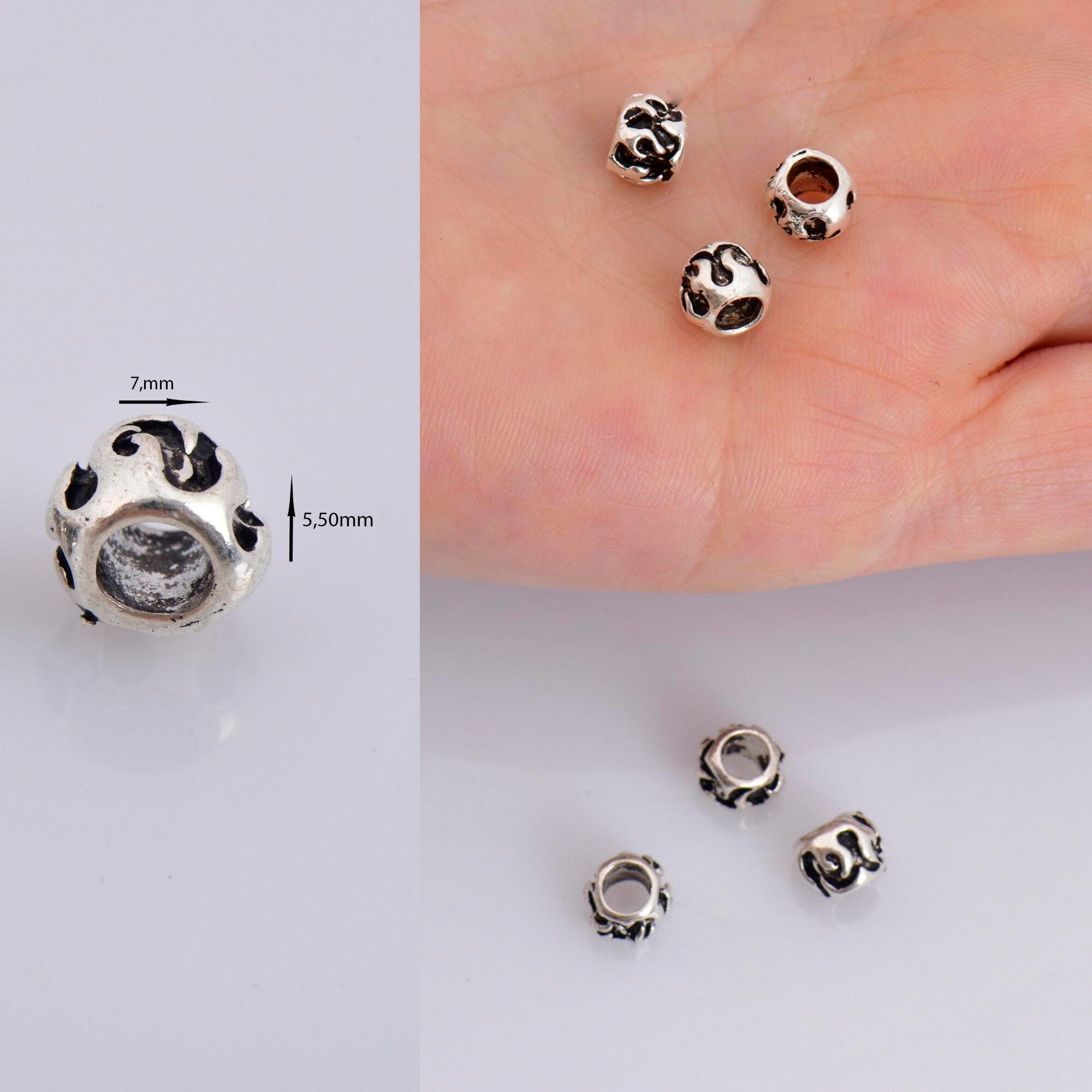 925 Antique Silver Tube Beads, Sterling Silver Tube Beads, Silver Spacer Tube Beads, Oxidized Silver Tube Beads, Jewelry Making Supply, M16