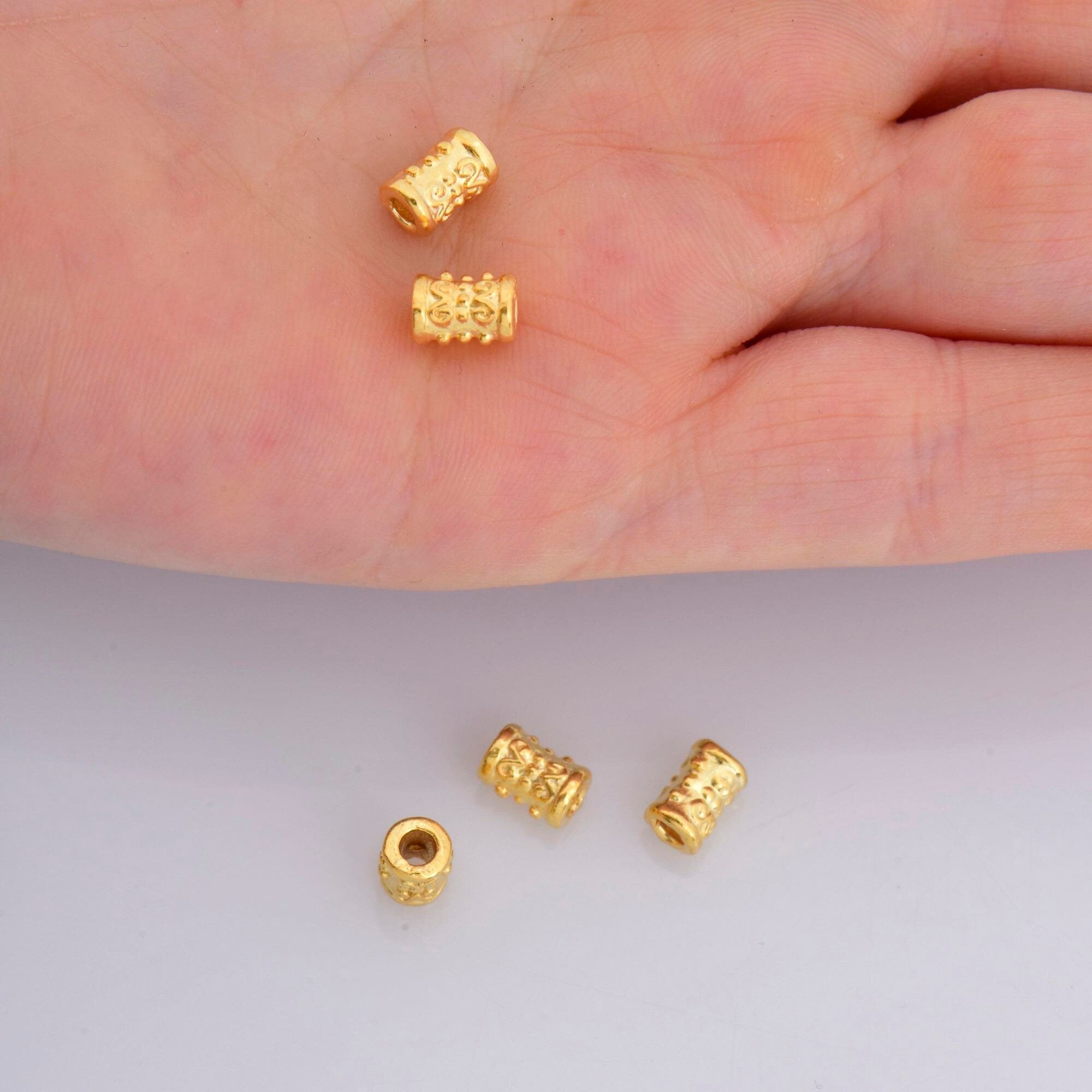 24K Gold Vermeil & 925 Silver Tube Beads, Silver Tube Beads in Gold, Antique Silver Spacer Tube Beads, Tube Beads For Jewelry Making,V/M24