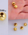 24K Gold Vermeil Diamond Cut 8mm Round Beads, 925 Silver Laser Multi Diamond Cut Beads in 24K, Moon Cut Spacer Beads, Jewelry Supplies, VM2F