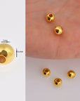 24K Gold 7mm Plated Seamless Round Beads, 925 Silver Round Beads in 24K Gold Vermeil, Round Shape Seperator Beads, Jewelry Supplies, VM3H