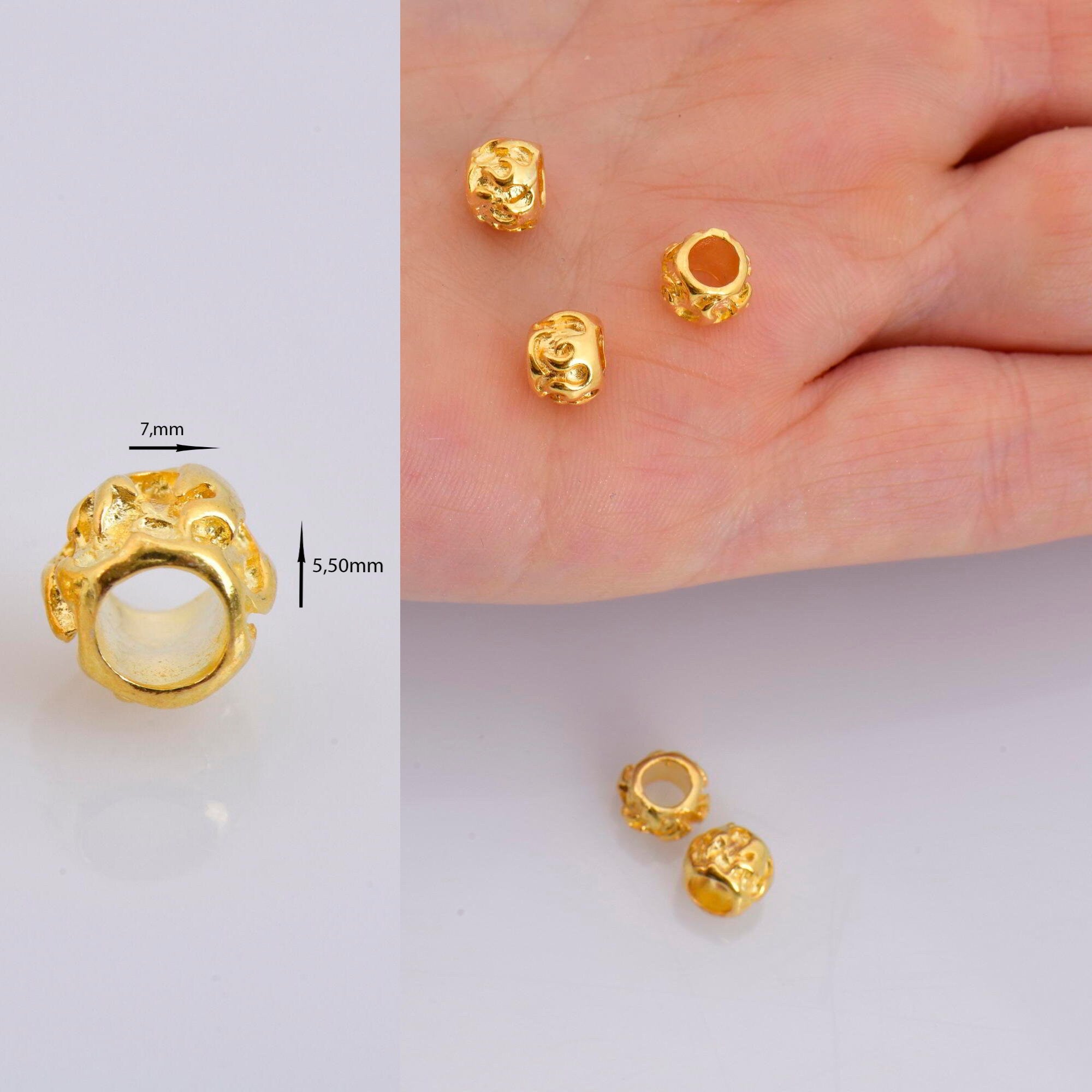 24K Gold Vermeil Tube Beads, Gold Plated Tube Beads, 925 Silver Spacer Tube Beads in Gold, Silver Tube Beads, Jewelry Making Supply, VM16