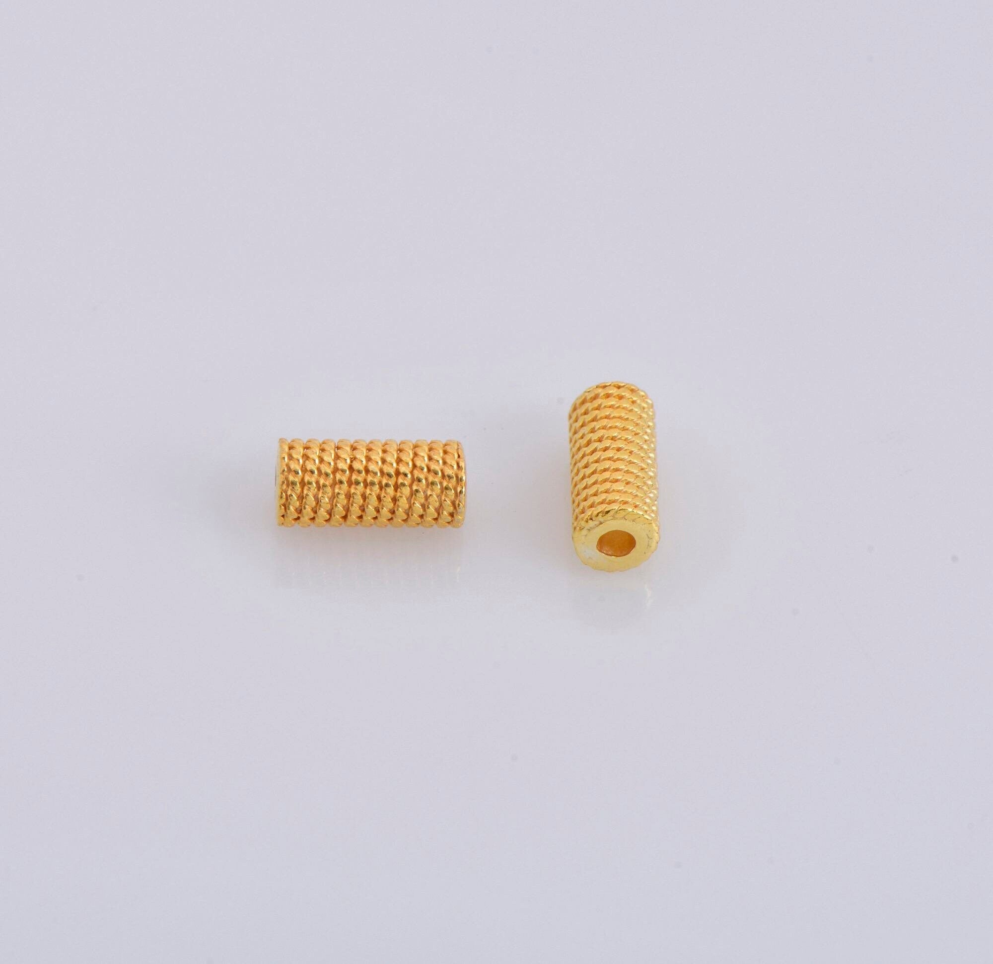 24K Gold Vermeil Tube Beads, Gold Plated Silver Tube Beads, Antique 925 Silver Spacer Tube Beads, Tube Beads For Jewelry Making, VM25