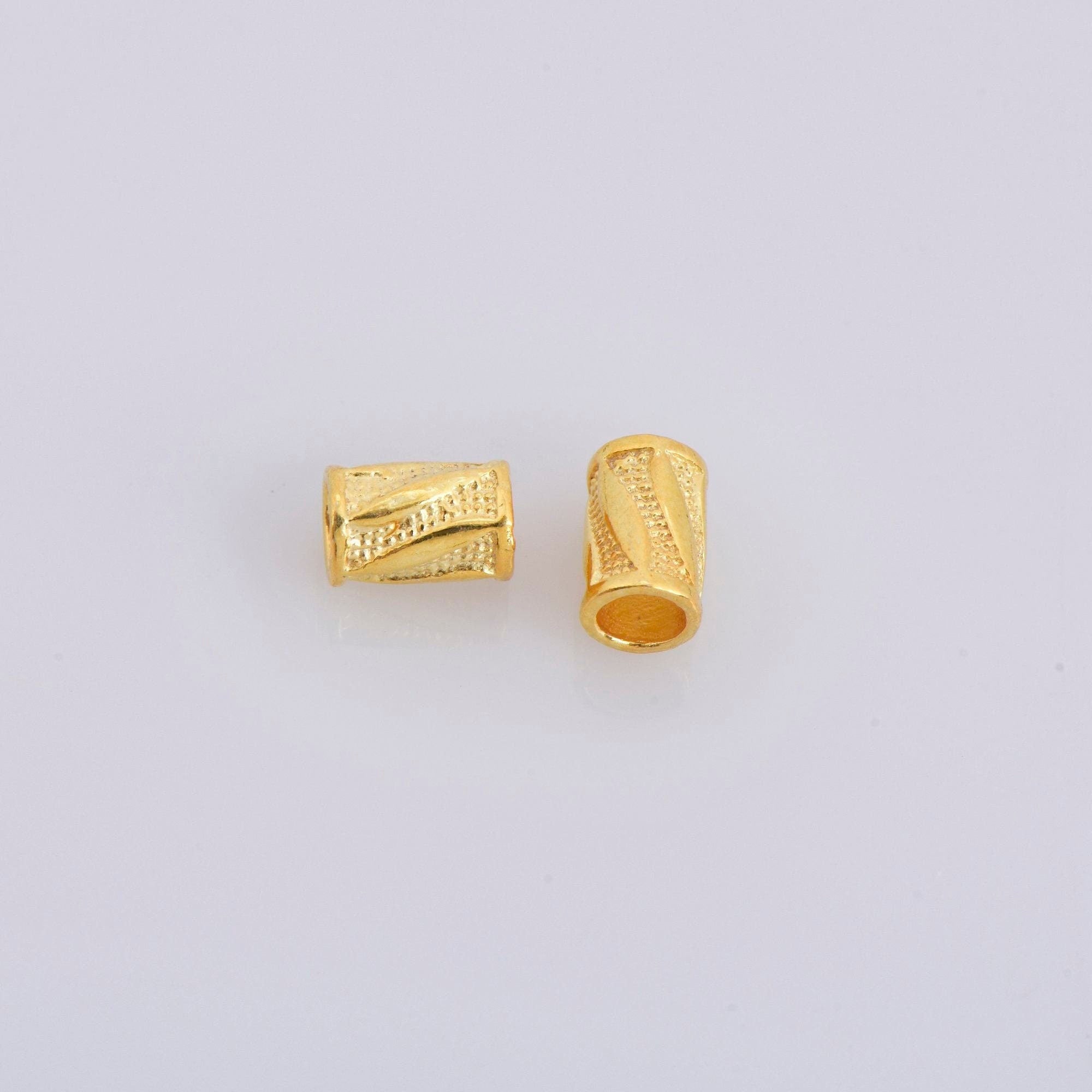 24K Gold Vermeil Tube Beads, 925 Plated Silver Tube Beads in Gold, Antique Spacer Tube Beads, Silver Tube Beads For Jewelry Making, VM26