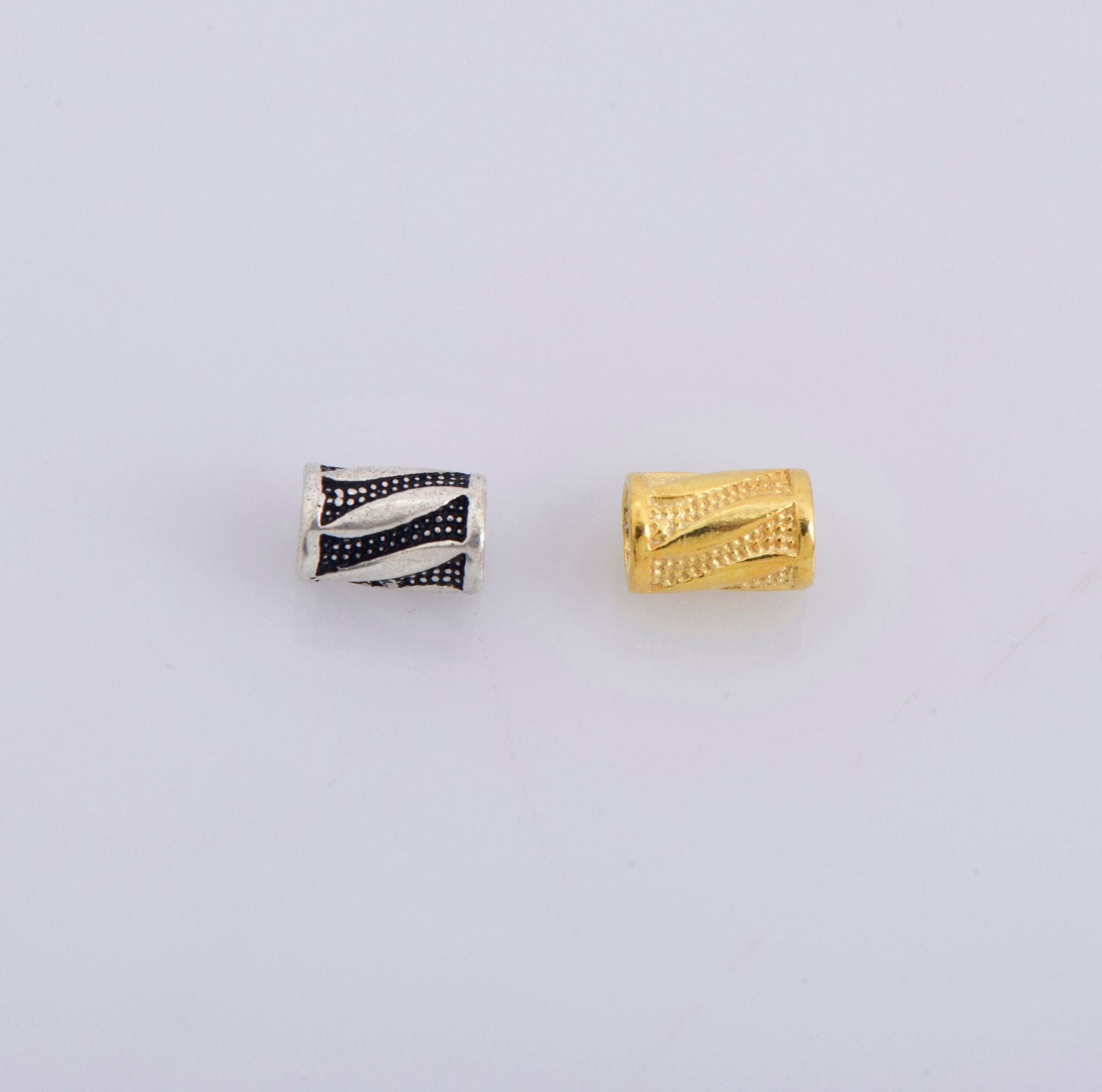 24K Gold Vermeil & 925 Silver Tube Beads, Antique Silver Tube Beads in Gold, Spacer Tube Beads, Tube Beads For Jewelry Making, M/VM26