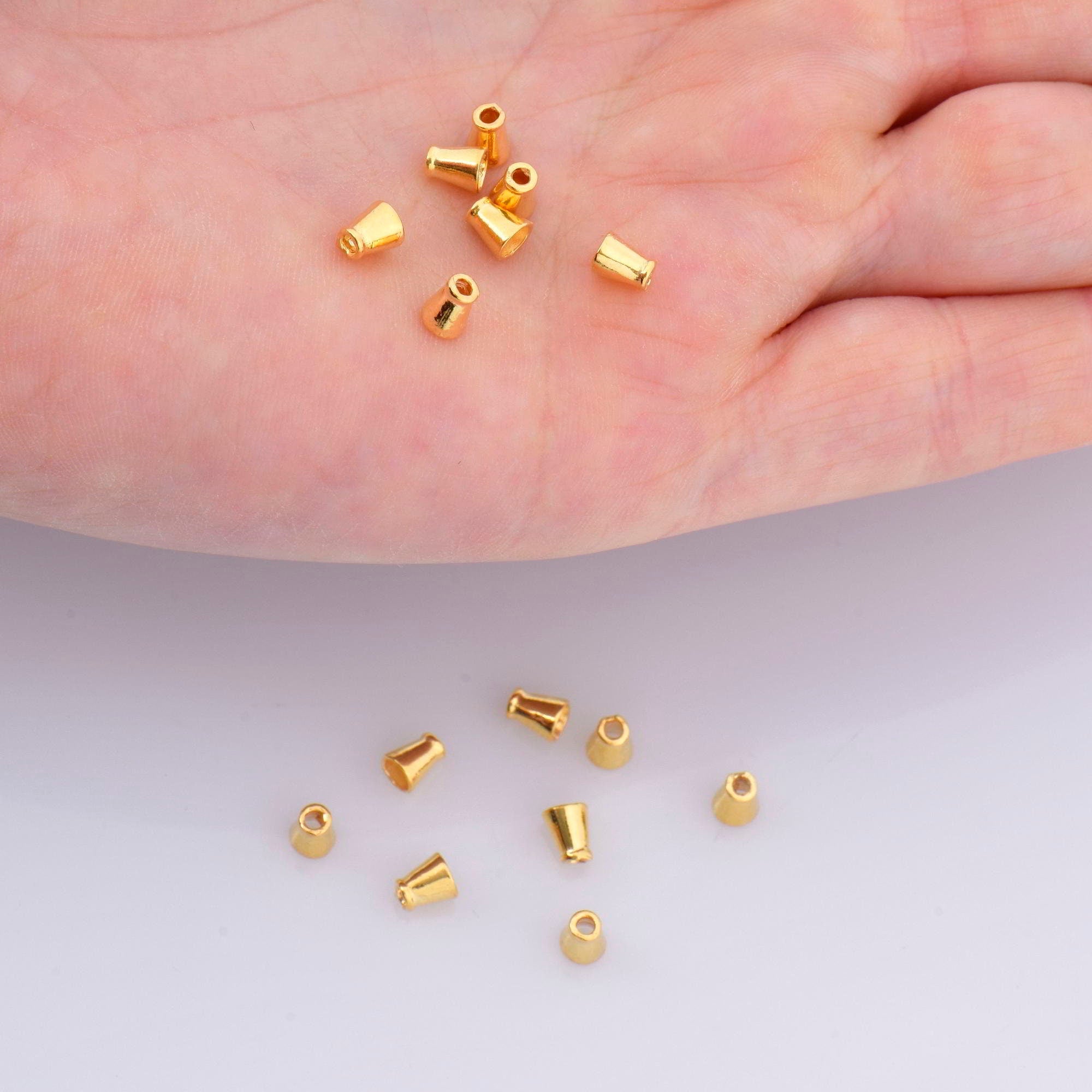 24K Gold Vermeil Cone Shape Beads, 24K Gold Plated Cone Bead Caps, 925 Solid Silver Plain Cone End Beads, Jewelry Making Supplies, VM28A
