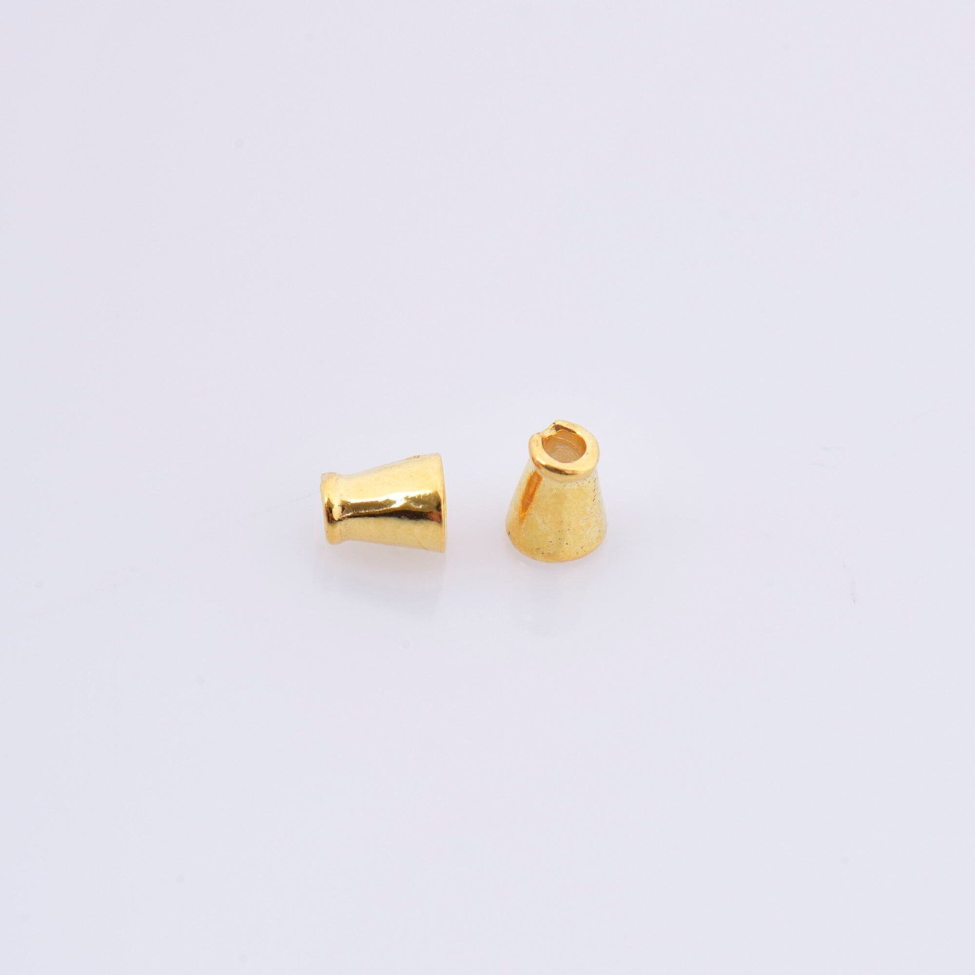 24K Gold Vermeil Cone Shape Beads, 24K Gold Plated Cone Bead Caps, 925 Solid Silver Plain Cone End Beads, Jewelry Making Supplies, VM28A