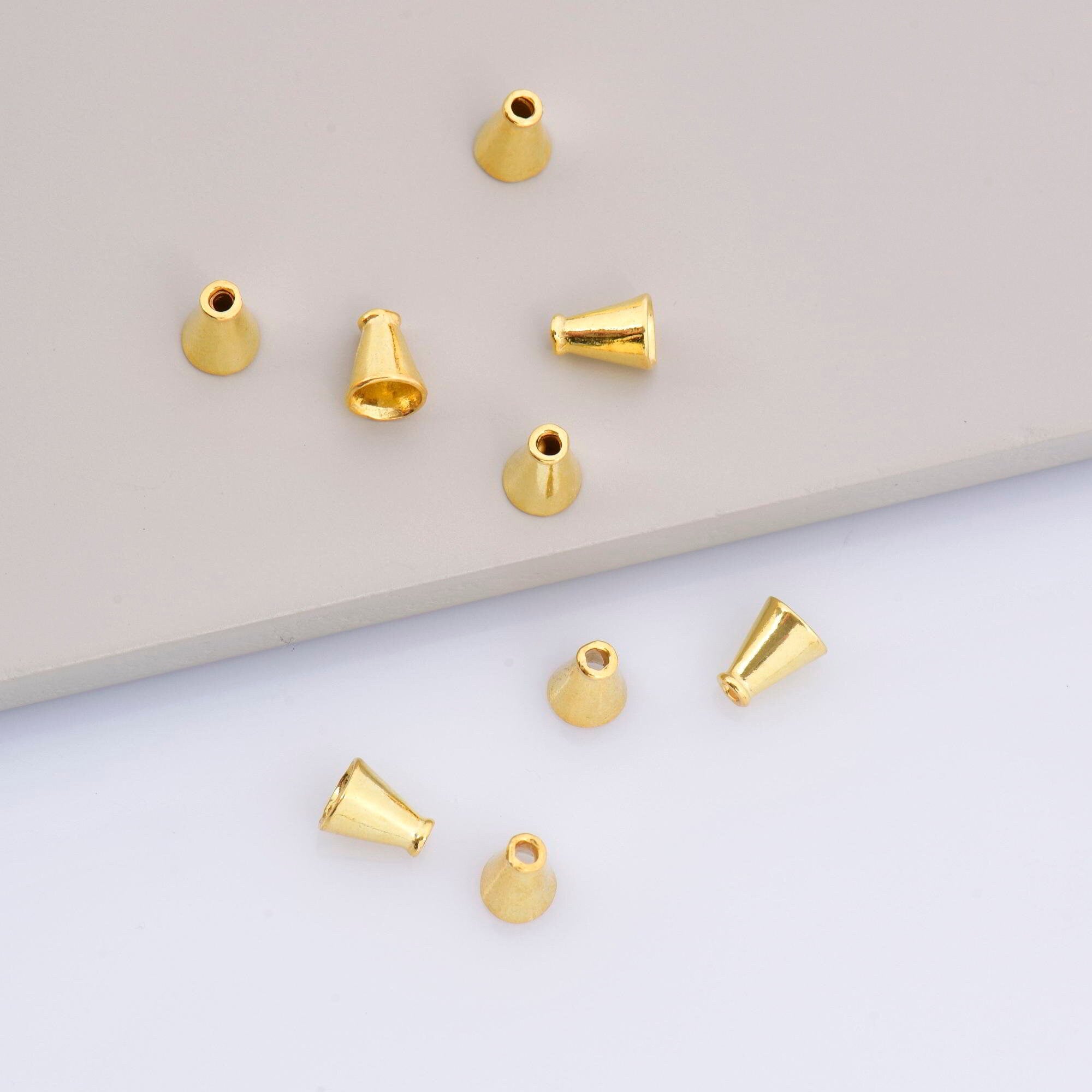 24K Gold Vermeil Cone Shape Beads, 24K Gold Plated Cone Bead Caps, 925 Solid Silver Plain Cone End Beads, Jewelry Making Supplies, VM28B
