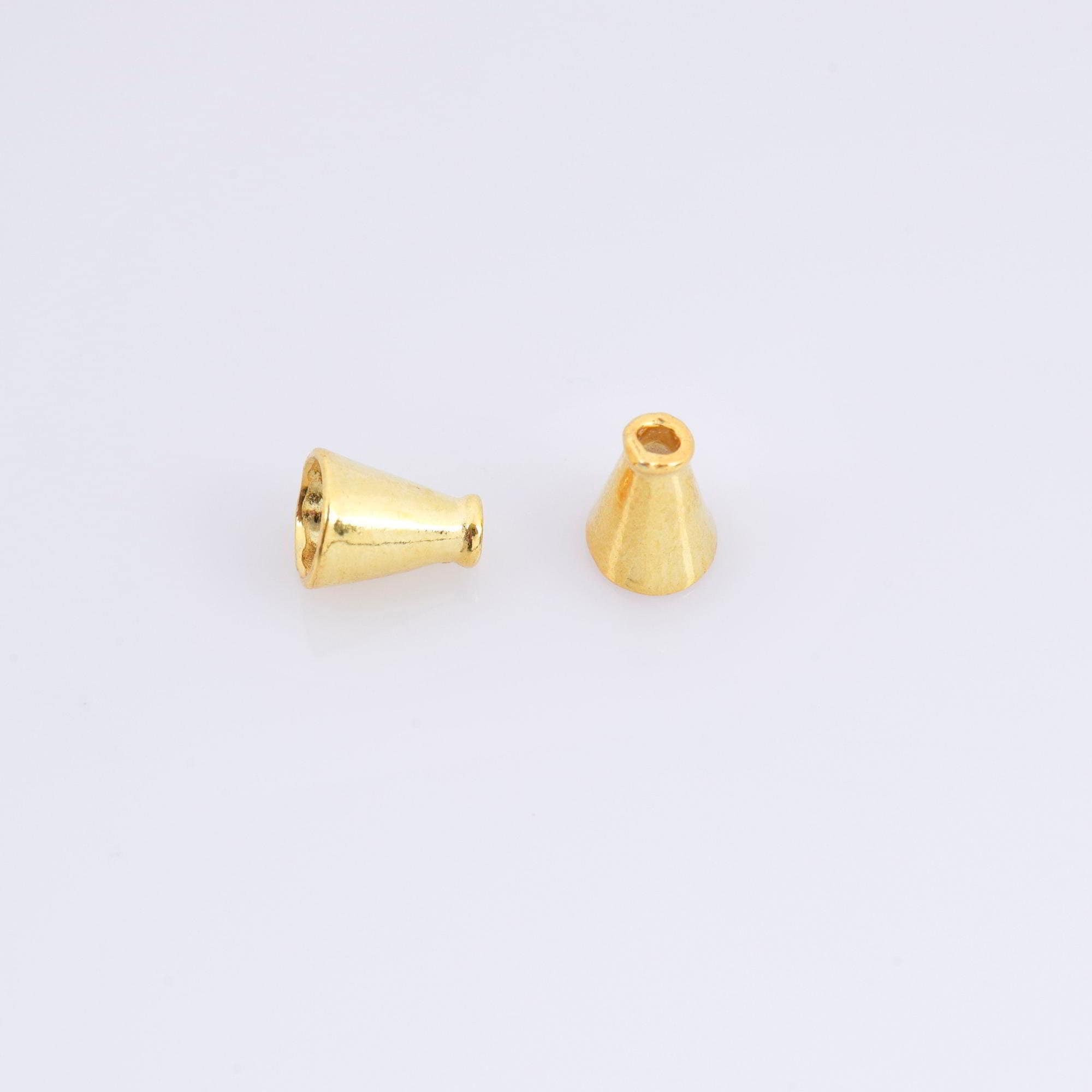 24K Gold Vermeil Cone Shape Beads, 24K Gold Plated Cone Bead Caps, 925 Solid Silver Plain Cone End Beads, Jewelry Making Supplies, VM28B