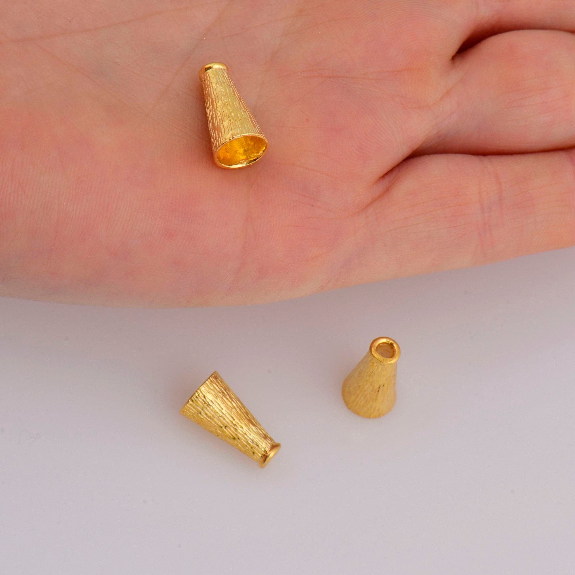 24K Gold Vermeil Cone Shape Beads, Gold Plated Cone Bead Caps, 925 Silver End Bead Cones, Pyramid Bead Caps, Jewelry Findings, VM29A-B-C