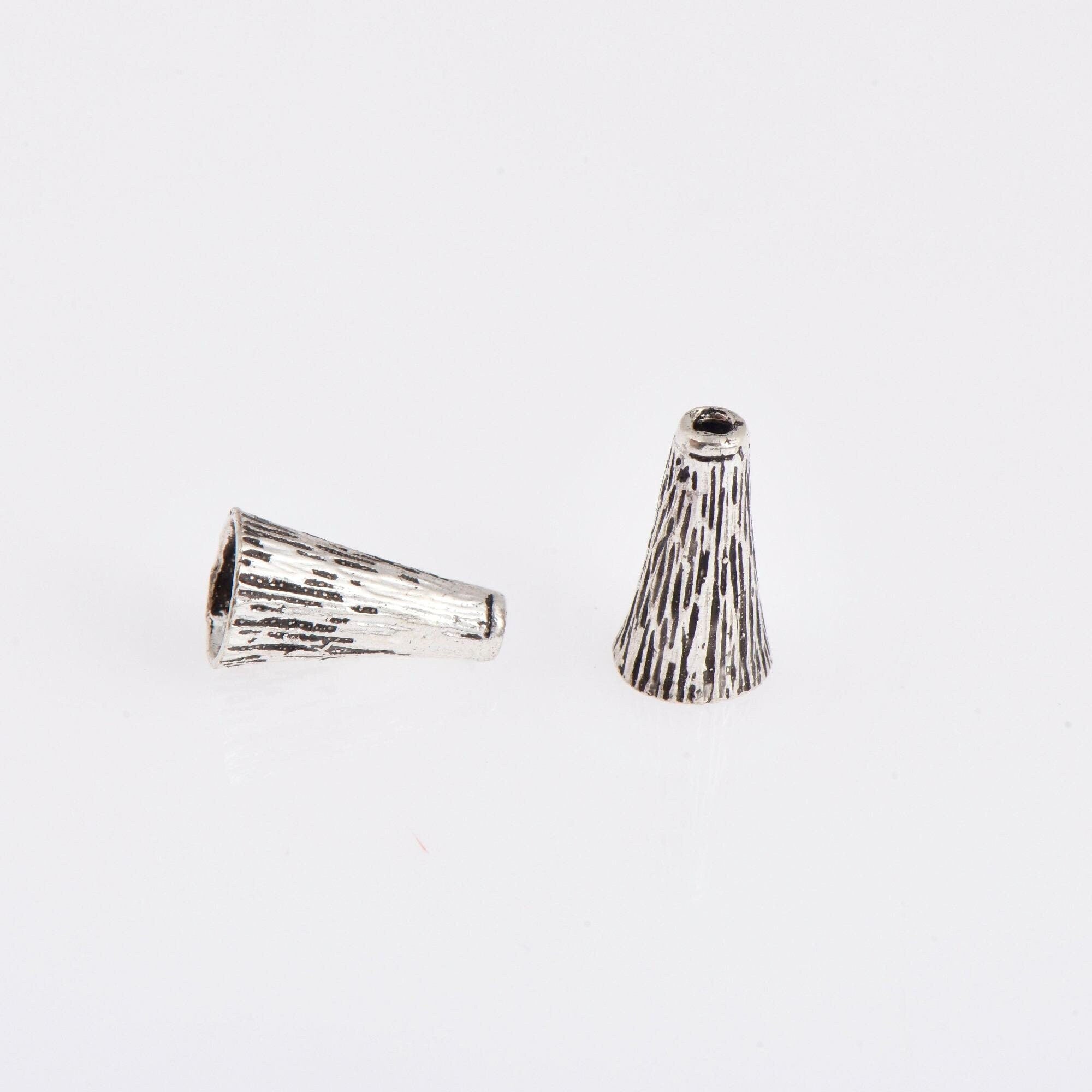 925 Sterling Silver Cone Shape Beads, Solid Silver Cone Bead Caps, Antique Silver End Bead Cones, Pyramid Bead Caps, Jewelry Findings, M29B