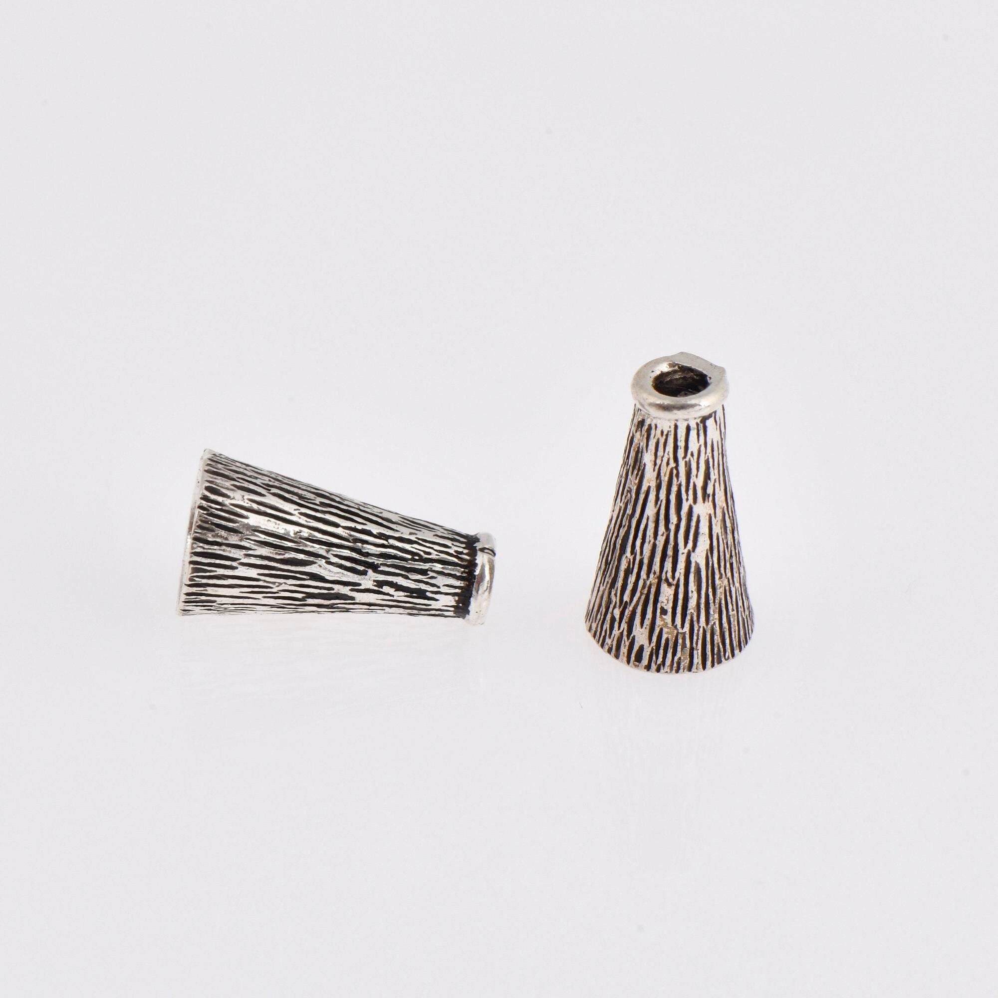 925 Sterling Silver Cone Shape Beads, Solid Silver Cone Bead Caps, Antique Silver End Bead Cones, Pyramid Bead Caps, Jewelry Findings, M29C