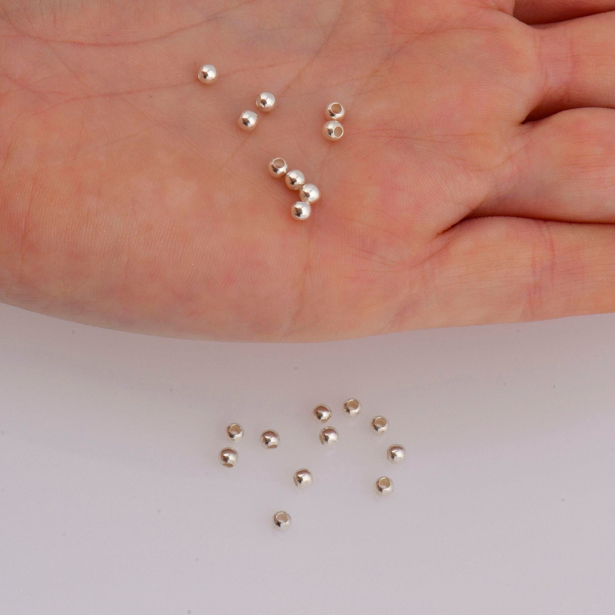 925 Sterling Silver 3mm Round Beads, Smooth Seamless Round Beads, Solid Round Shape Beads, Seperator Beads, Jewelry Crafting Supplies, M3C