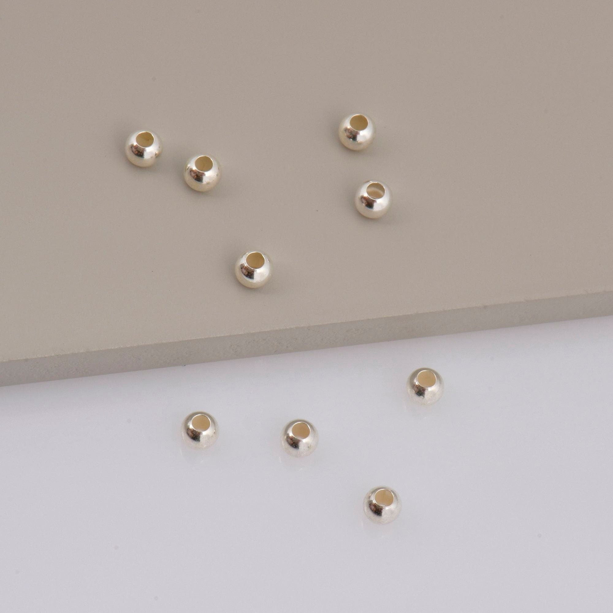 925 Sterling Silver 4mm Round Beads, Smooth Seamless Round Beads, Round Shape Beads, Seperator Beads, Jewelry Crafting Supplies, M3E