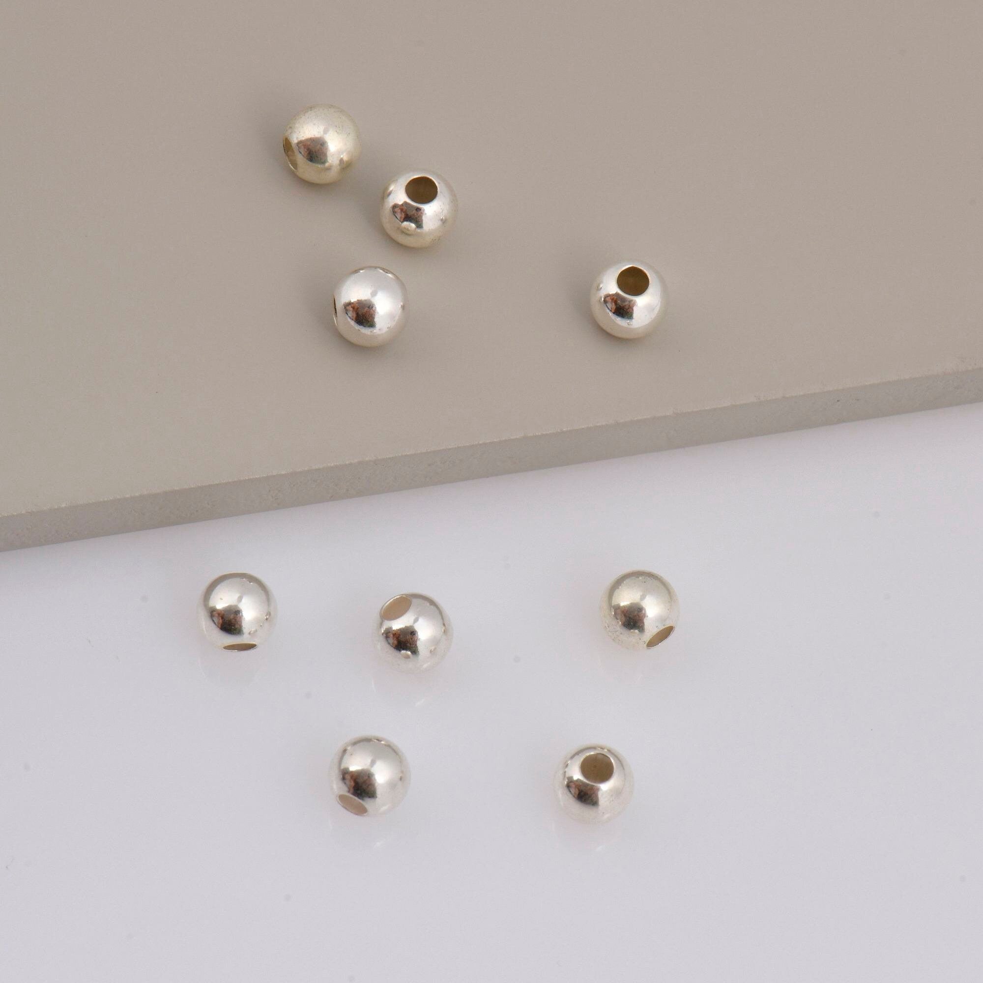 925 Sterling Silver 6mm Round Beads, Smooth Seamless Round Beads, Solid Round Shape Beads, Seperator Beads, Jewelry Crafting Supplies, M3G
