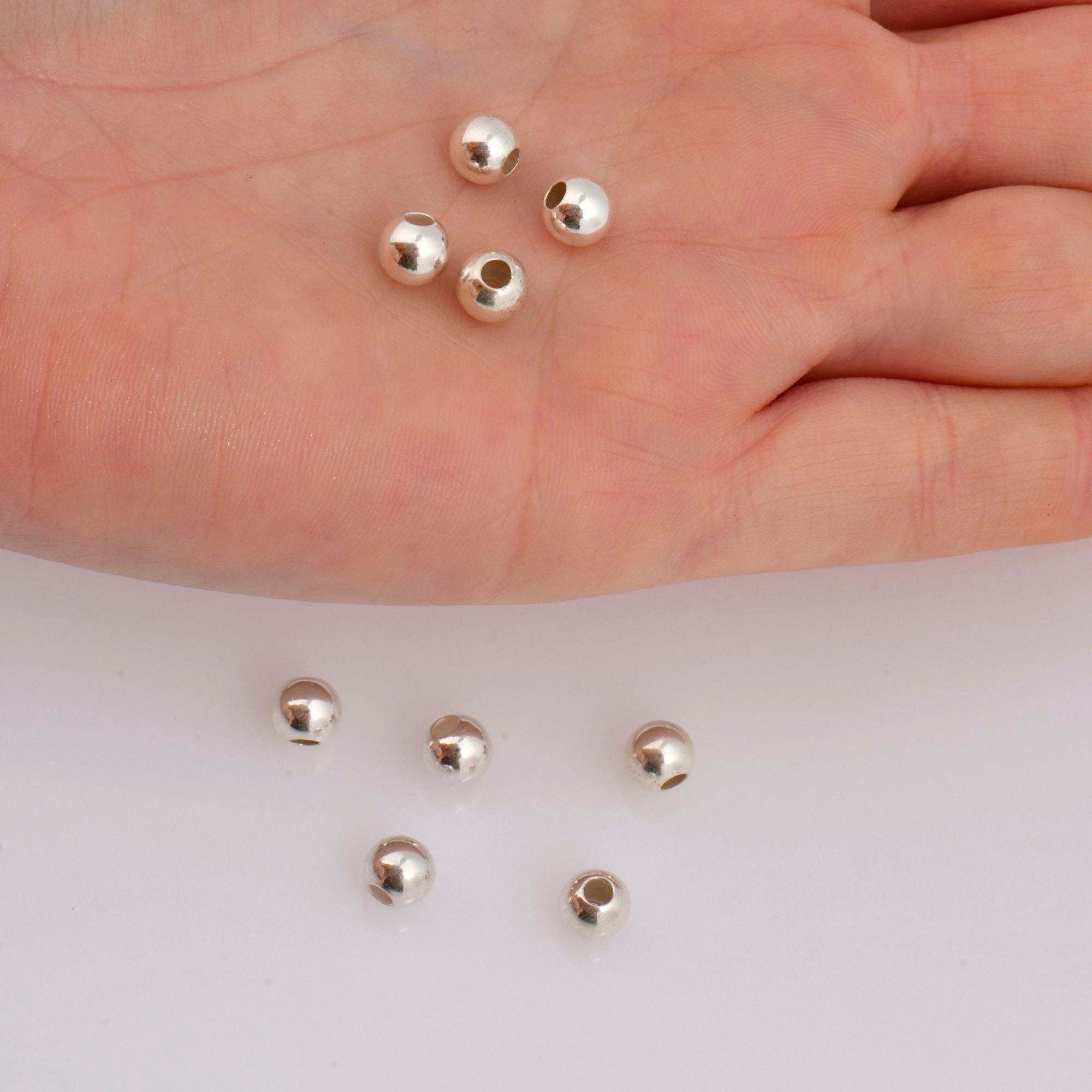 925 Sterling Silver 6mm Round Beads, Smooth Seamless Round Beads, Solid Round Shape Beads, Seperator Beads, Jewelry Crafting Supplies, M3G