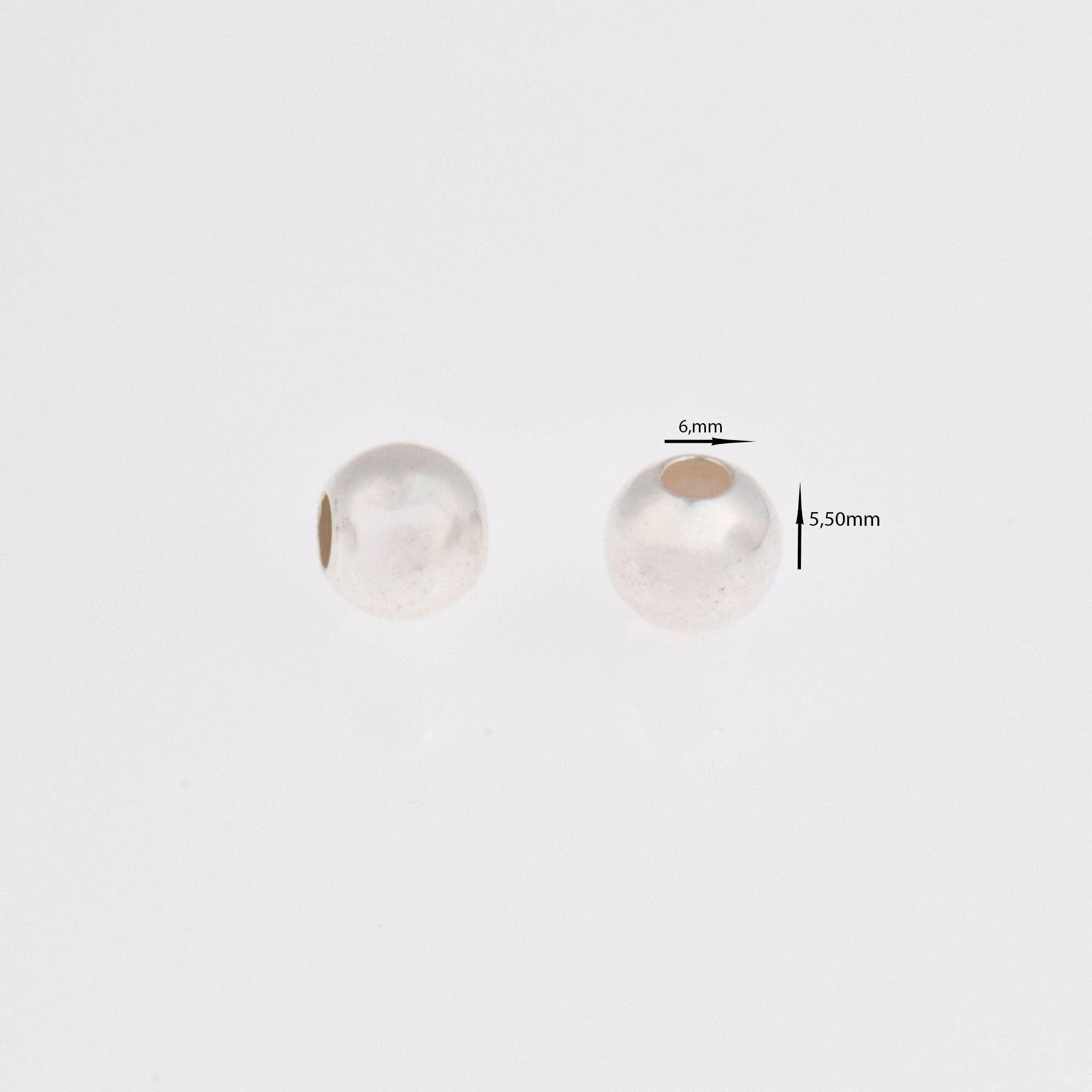 925 Sterling Silver 6mm Round Beads, Smooth Seamless Round Beads, Solid Round Shape Beads, Seperator Beads, Jewelry Crafting Supplies, M3G