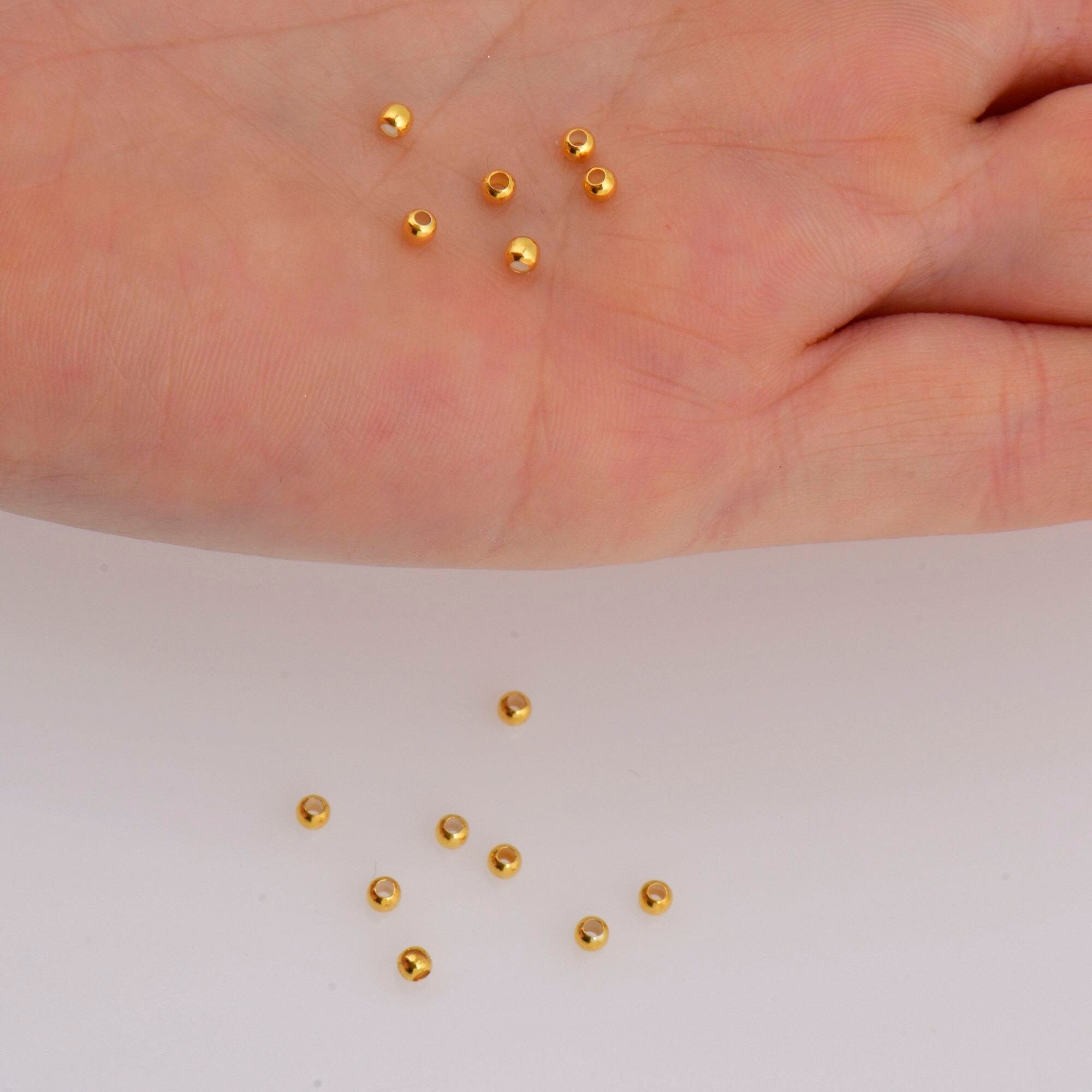 925 Silver 2.5mm Round Beads in 24K Gold Vermeil, 24K Gold Plated Seamless Round Beads, Round Shape Seperator Beads, Jewelry Supplies, VM3B