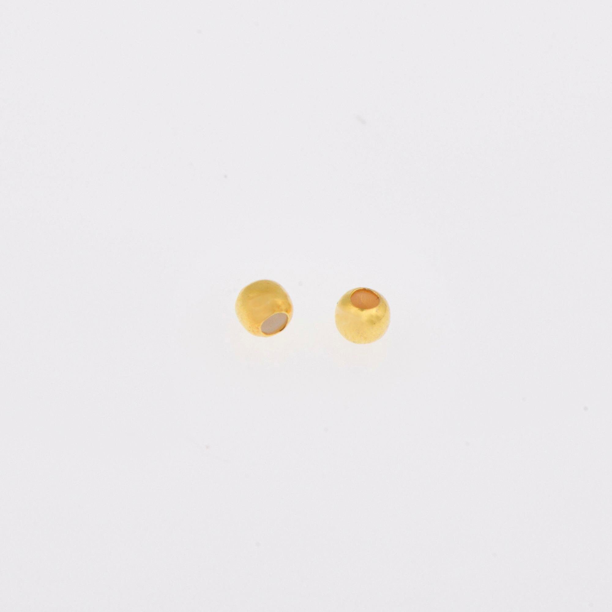 925 Silver 2.5mm Round Beads in 24K Gold Vermeil, 24K Gold Plated Seamless Round Beads, Round Shape Seperator Beads, Jewelry Supplies, VM3B