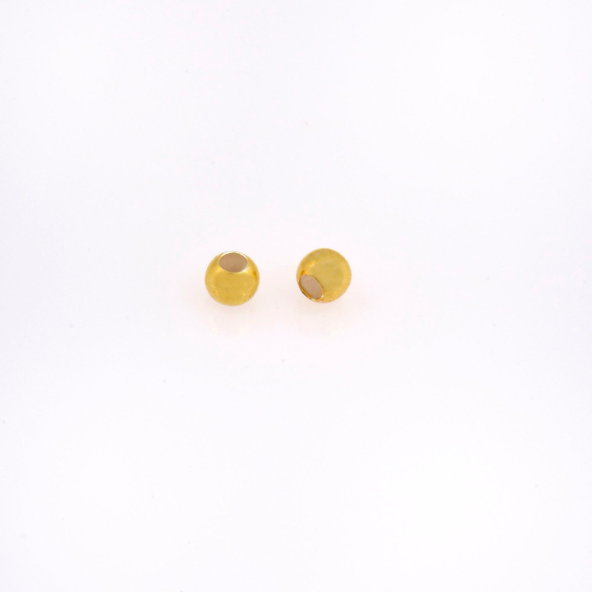 24K Gold 3.5mm Plated Seamless Round Beads, 925 Silver Round Beads in 24K Gold Vermeil, Round Shape Seperator Beads, Jewelry Supplies, VM3D