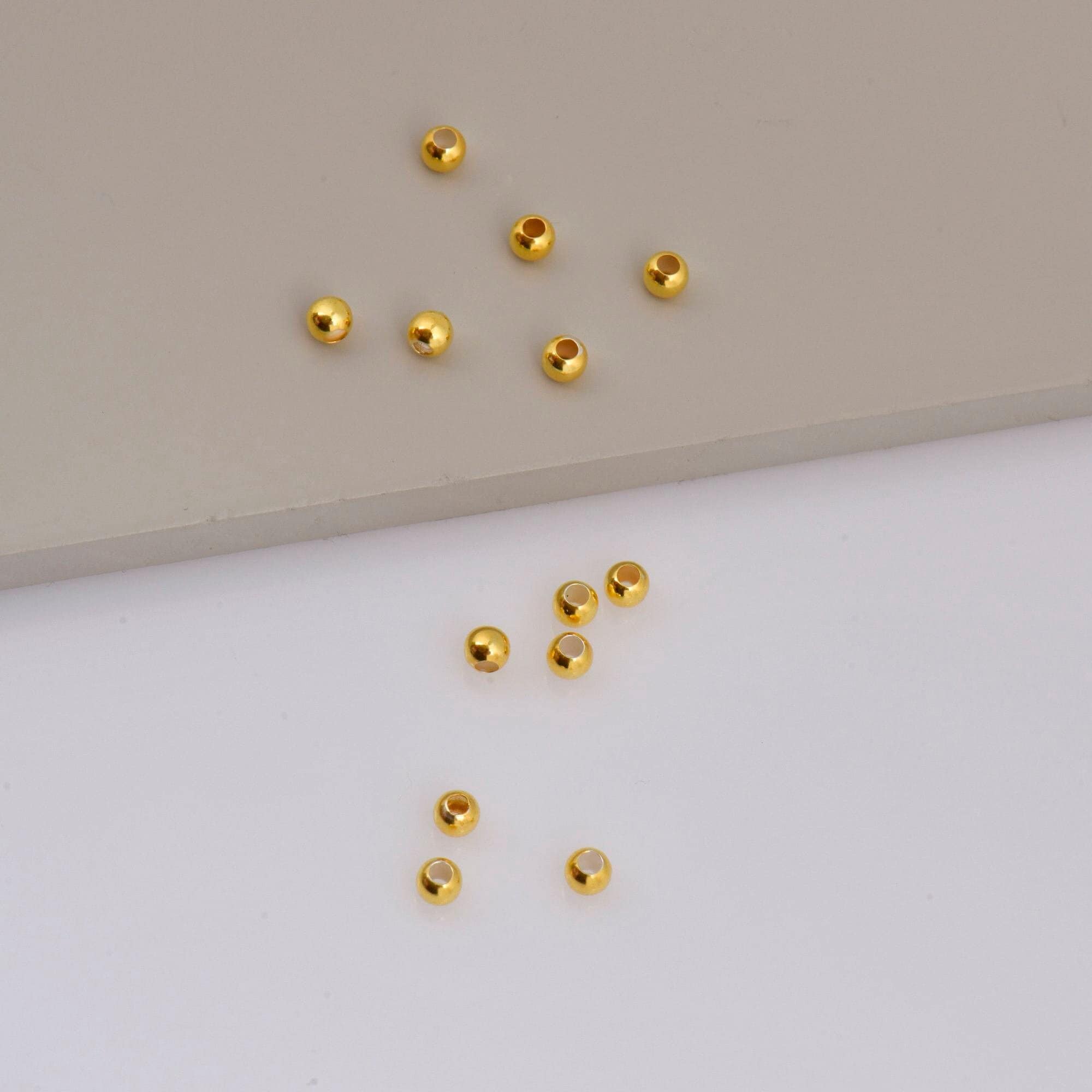 24K Gold 3.5mm Plated Seamless Round Beads, 925 Silver Round Beads in 24K Gold Vermeil, Round Shape Seperator Beads, Jewelry Supplies, VM3D