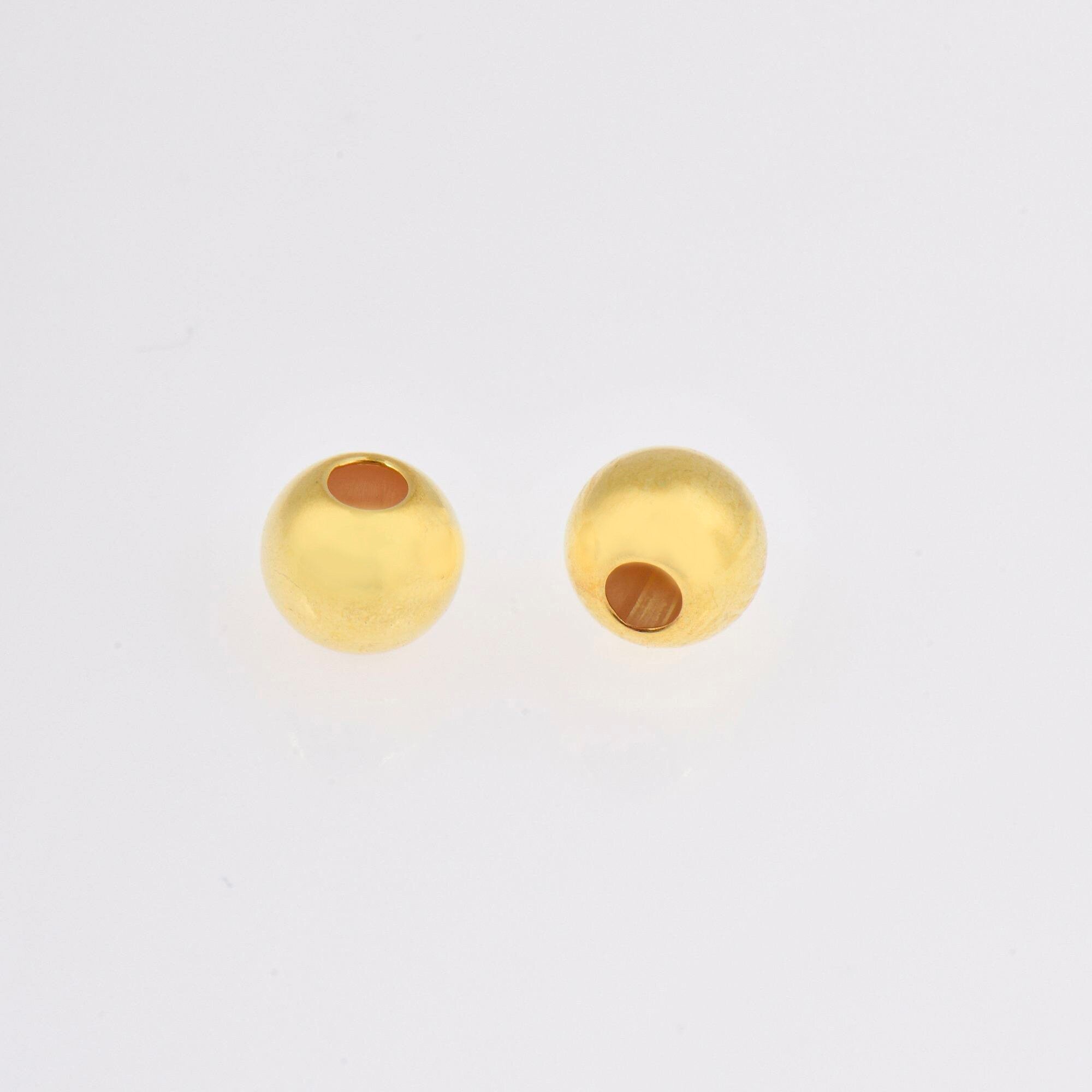 24K Gold 7mm Plated Seamless Round Beads, 925 Silver Round Beads in 24K Gold Vermeil, Round Shape Seperator Beads, Jewelry Supplies, VM3H