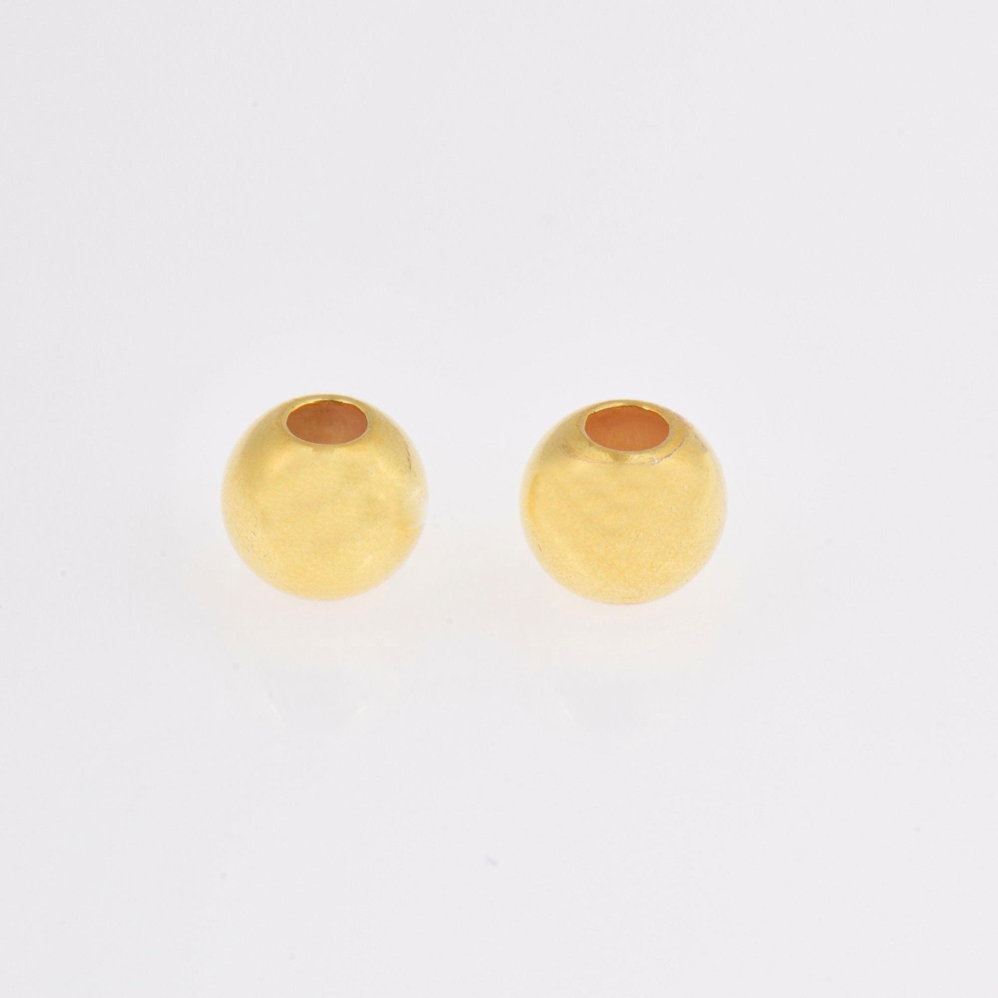 24K Gold 8mm Plated Seamless Round Beads, 925 Silver Round Beads in 24K Gold Vermeil, Round Shape Seperator Beads, Jewelry Supplies, VM3I