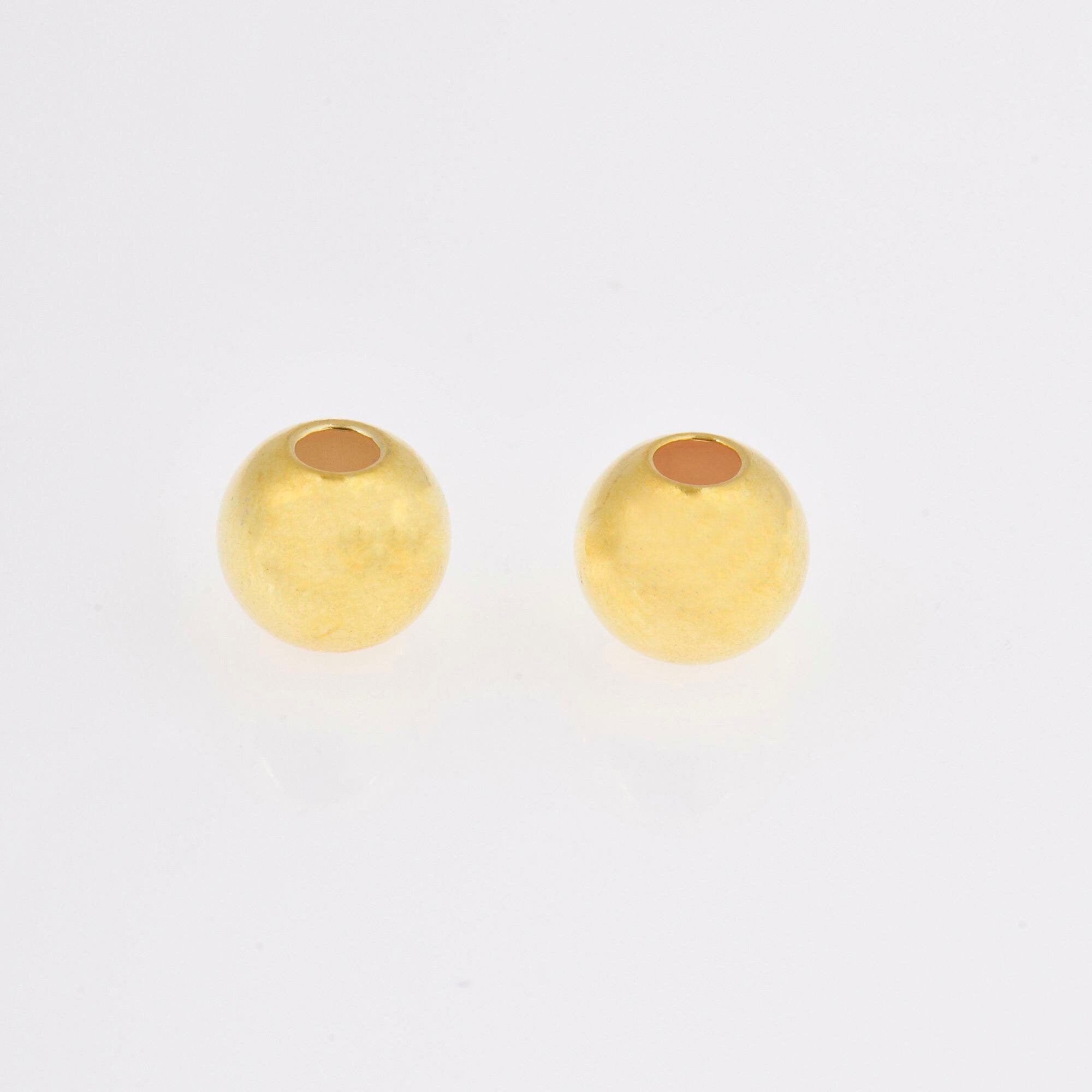 24K Gold 9mm Plated Seamless Round Beads, 925 Silver Round Beads in 24K Gold Vermeil, Round Shape Seperator Beads, Jewelry Supplies, VM3J