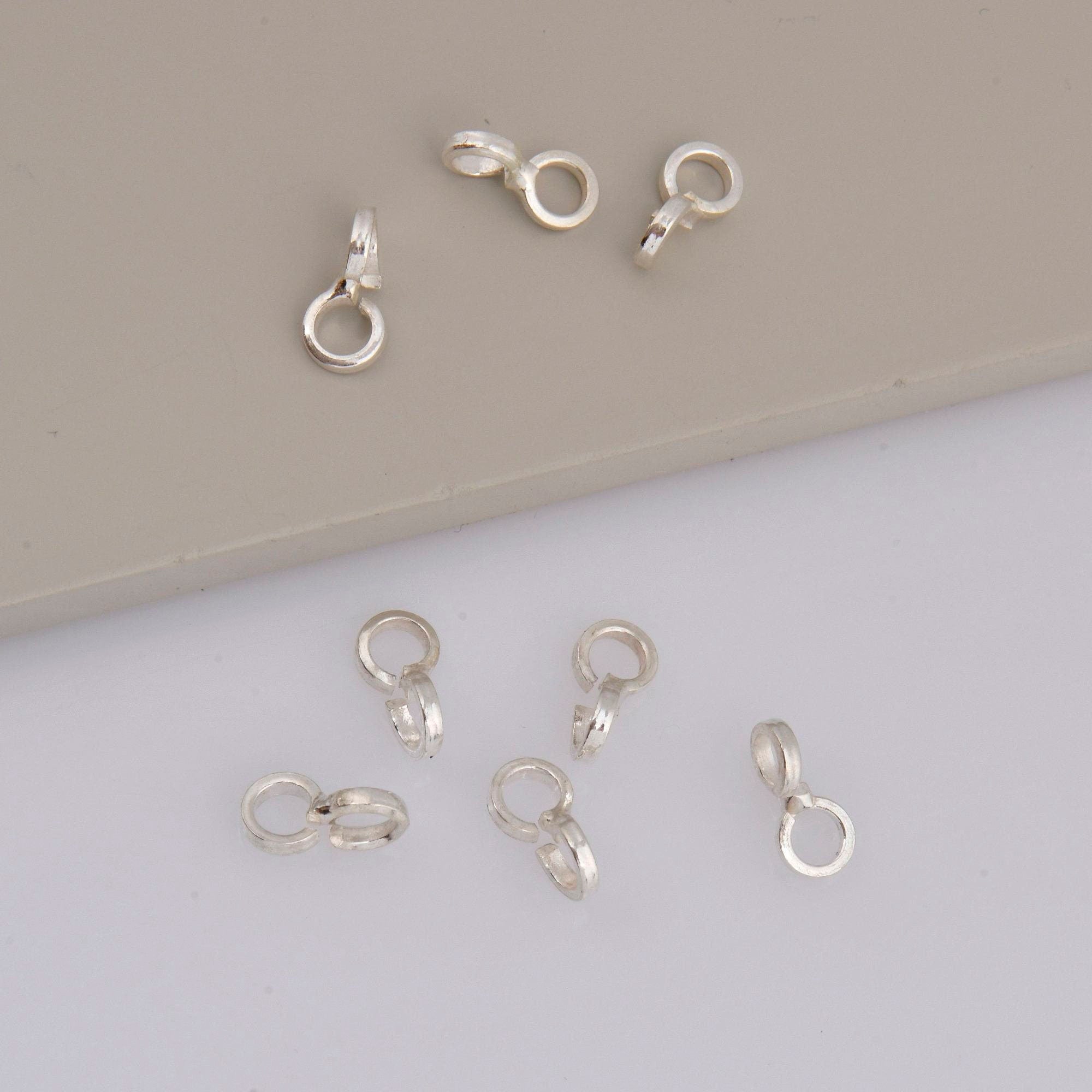 925 Sterling Silver Bails with Open Loop, Solid Silver Bails, Smooth Silver Connector Bails, Bail Charms, Jewelry Findings, M30A-B-C
