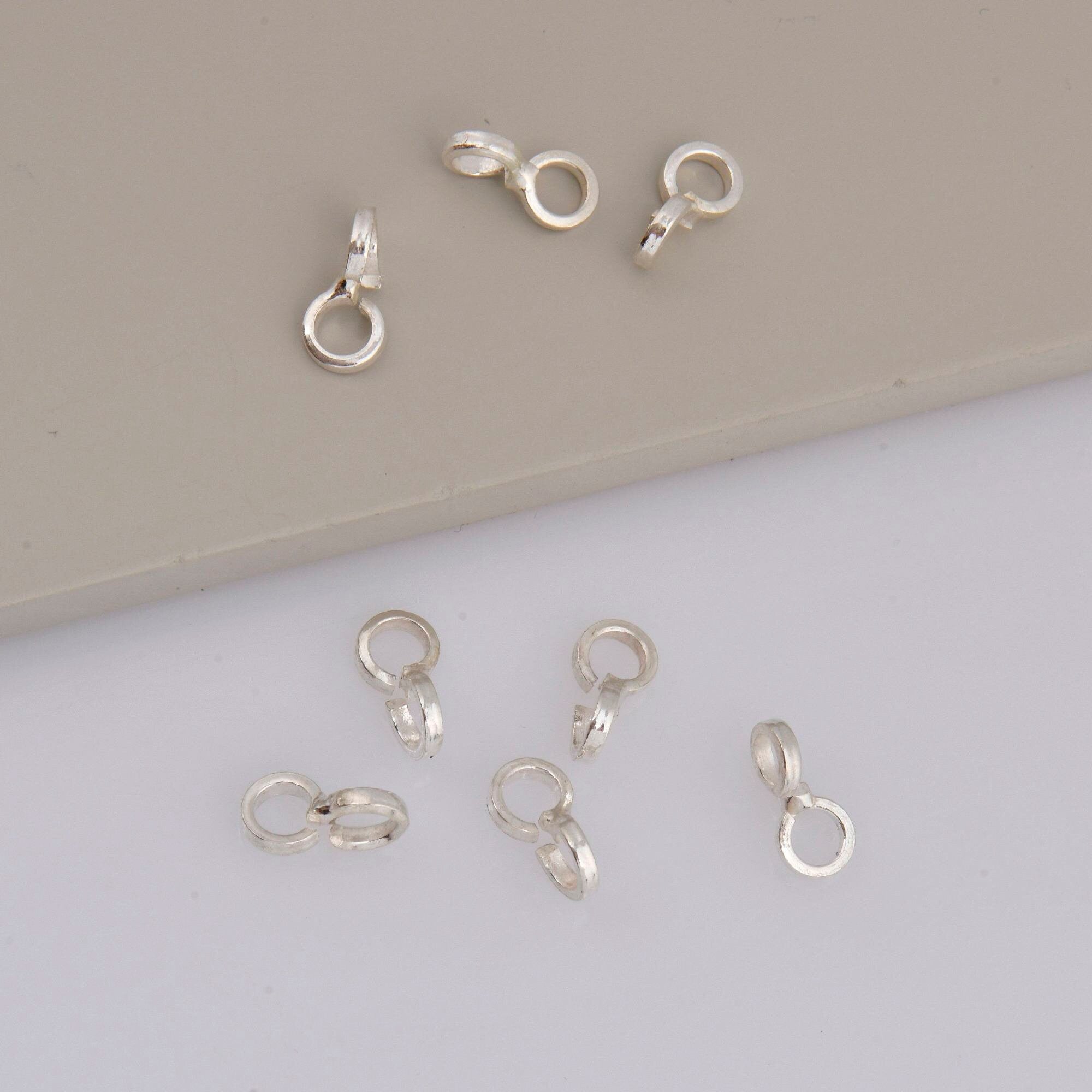 925 Sterling Silver Bails with Open Loop, Solid Silver Open Loop Bails, Smooth Silver Connector Bails, Bail Charms, Jewelry Findings, M30A