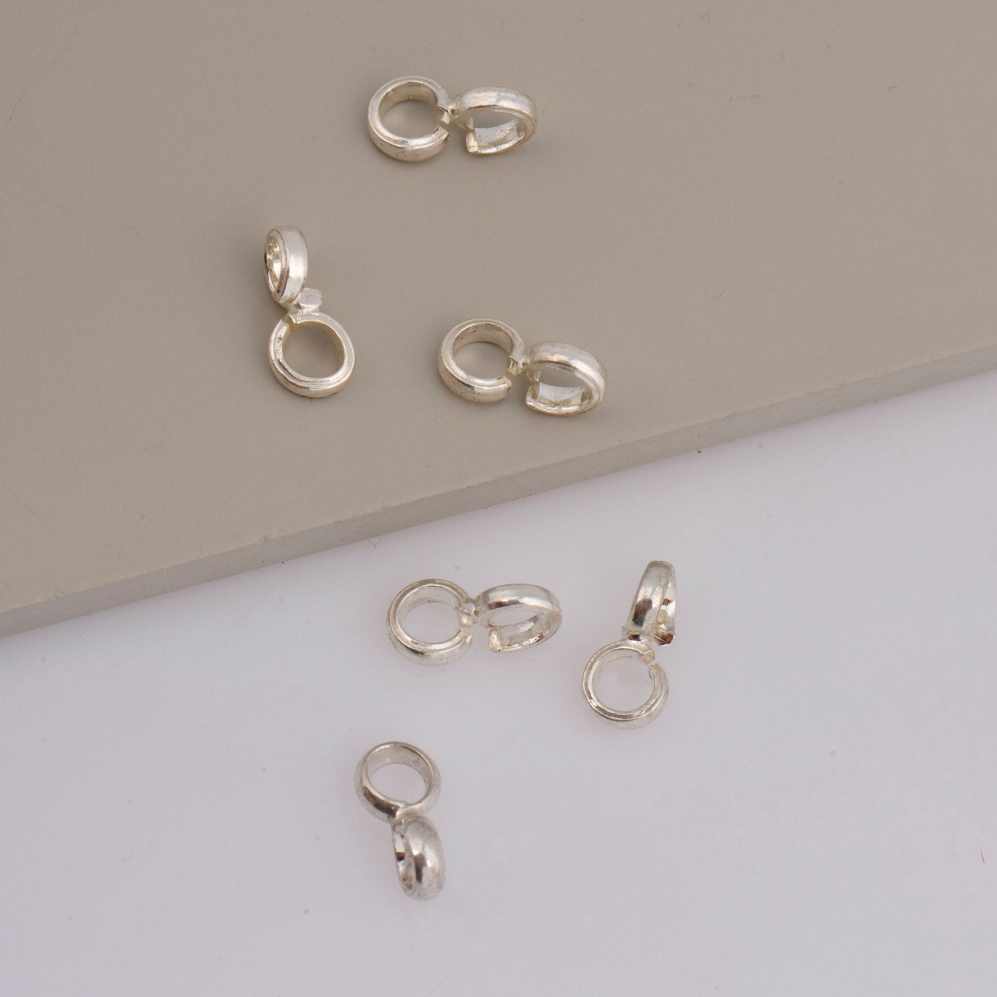 925 Sterling Silver Bails with Open Loop, Solid Silver Open Loop Bails, Smooth Silver Connector Bails, Bail Charms, Jewelry Findings, M30C