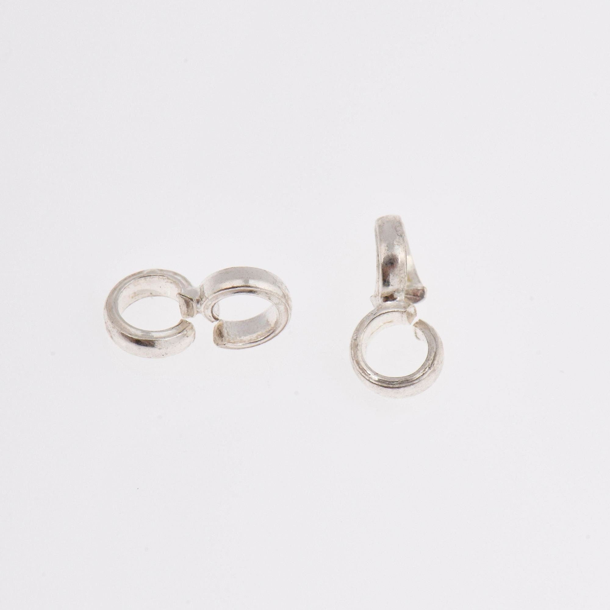 925 Sterling Silver Bails with Open Loop, Solid Silver Open Loop Bails, Smooth Silver Connector Bails, Bail Charms, Jewelry Findings, M30C