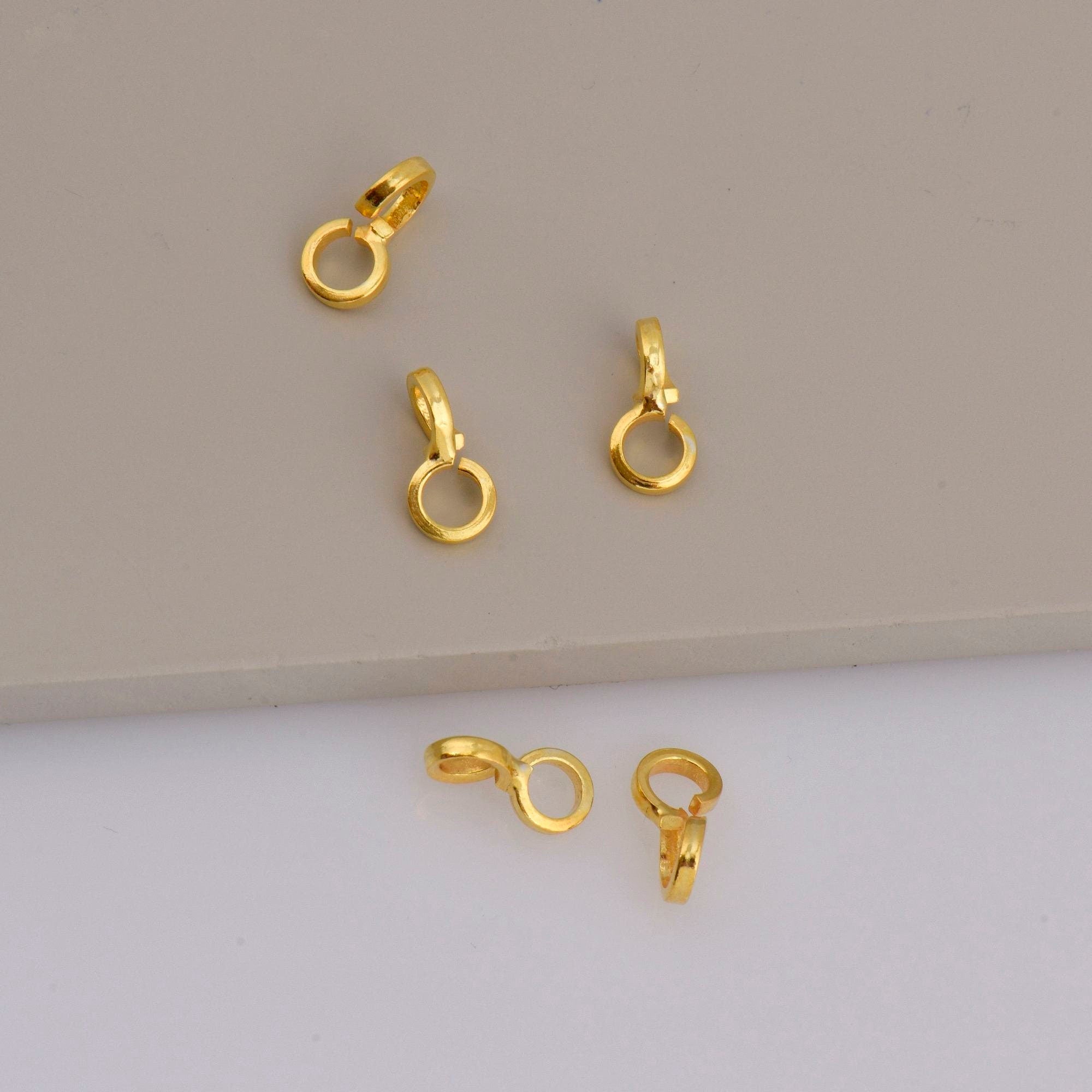 24K Gold Vermeil Bails with Open Loop, Gold Plated Open Loop Bails, 925 Smooth Silver Connector Bails, Bail Charms, Jewelry Findings, VM30A