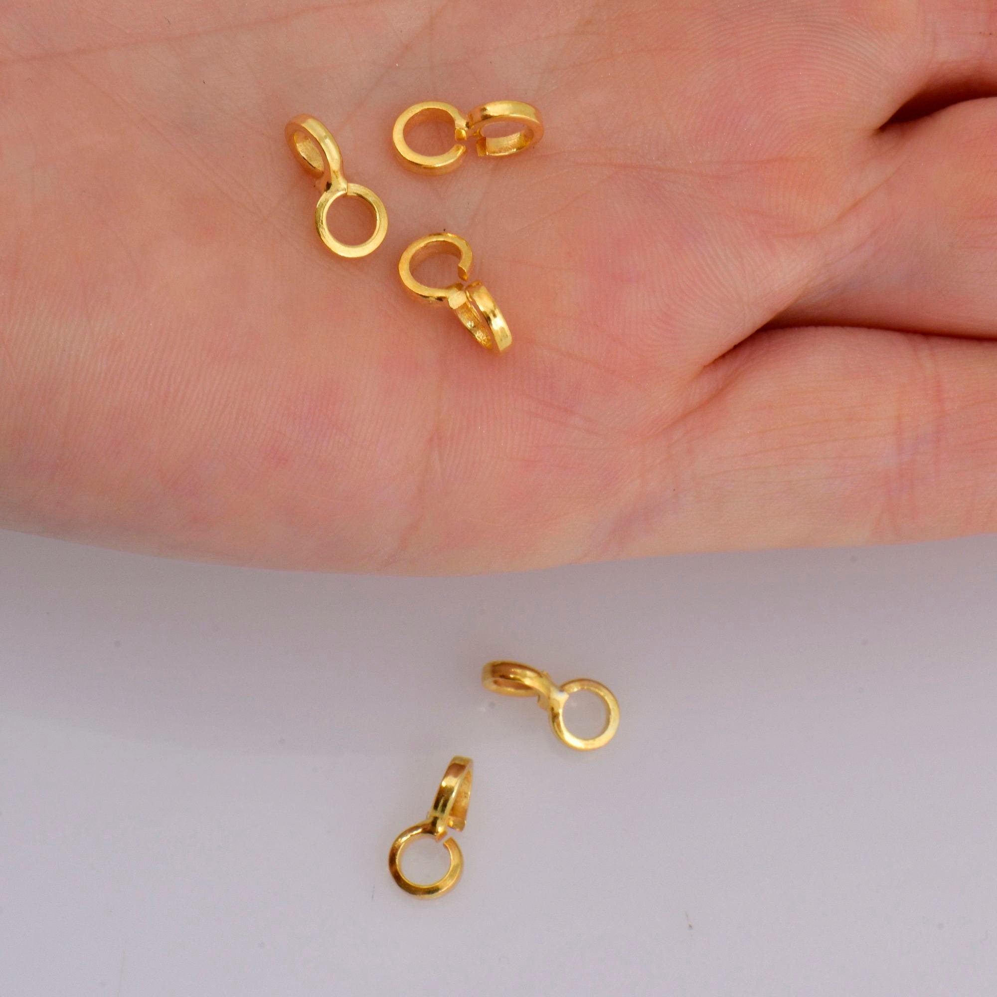 24K Gold Vermeil Bails with Open Loop, Gold Plated Open Loop Bails, 925 Smooth Silver Connector Bails, Bail Charms, Jewelry Findings, VM30A