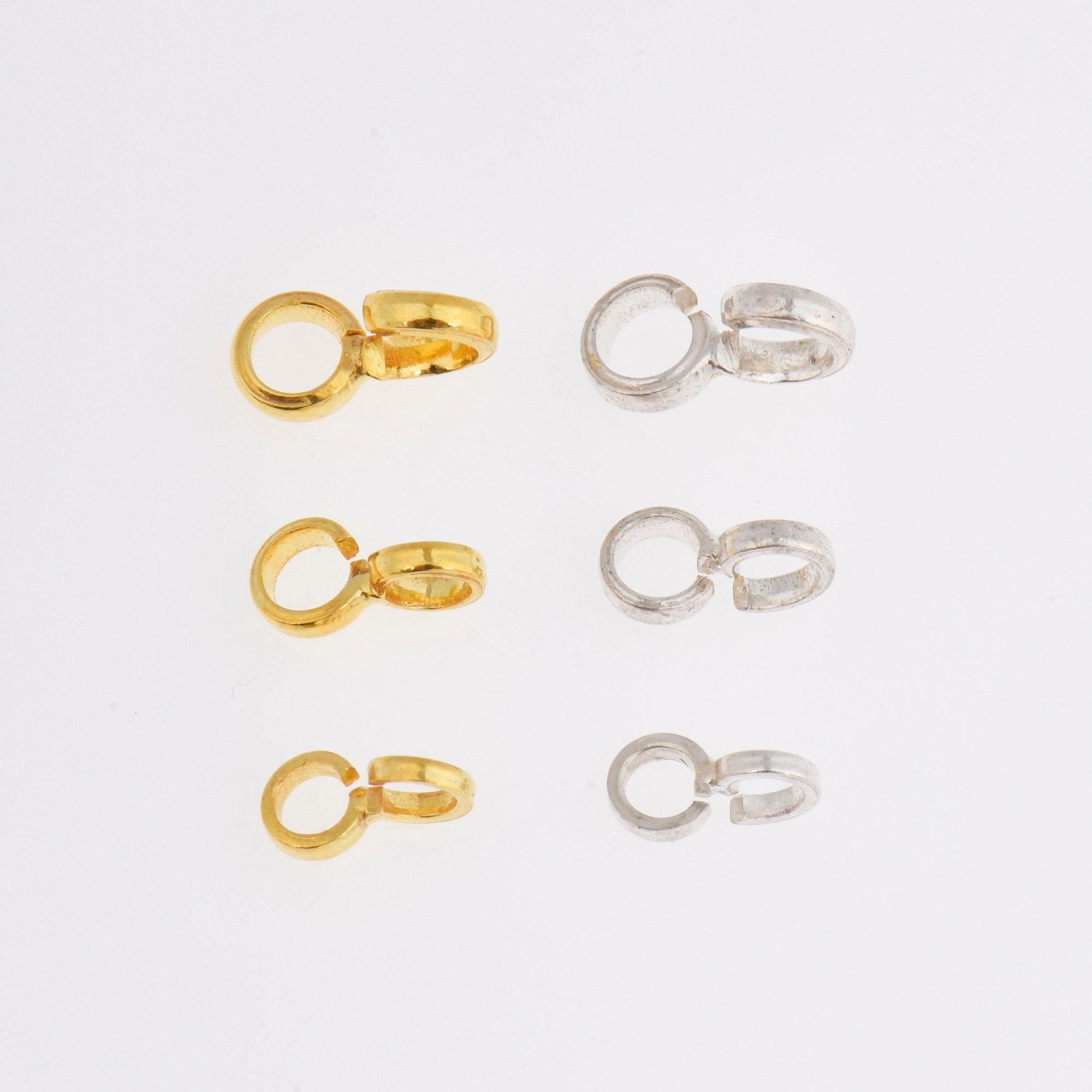 24K Gold Vermeil & 925 Silver Bails with Open Loop, Silver Open Loop Bails in Gold, Silver Connector Bails, Jewelry Findings, M/VM30 A-C