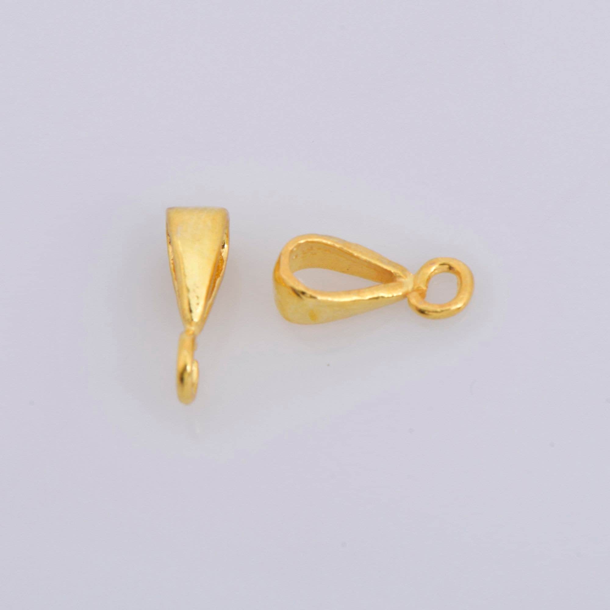 24K Gold Vermeil Bails with Open Loop, Gold Plated Open Ring Bails, 925 Smooth Silver Connector Bails, Bail Charms, Jewelry Findings, VM31
