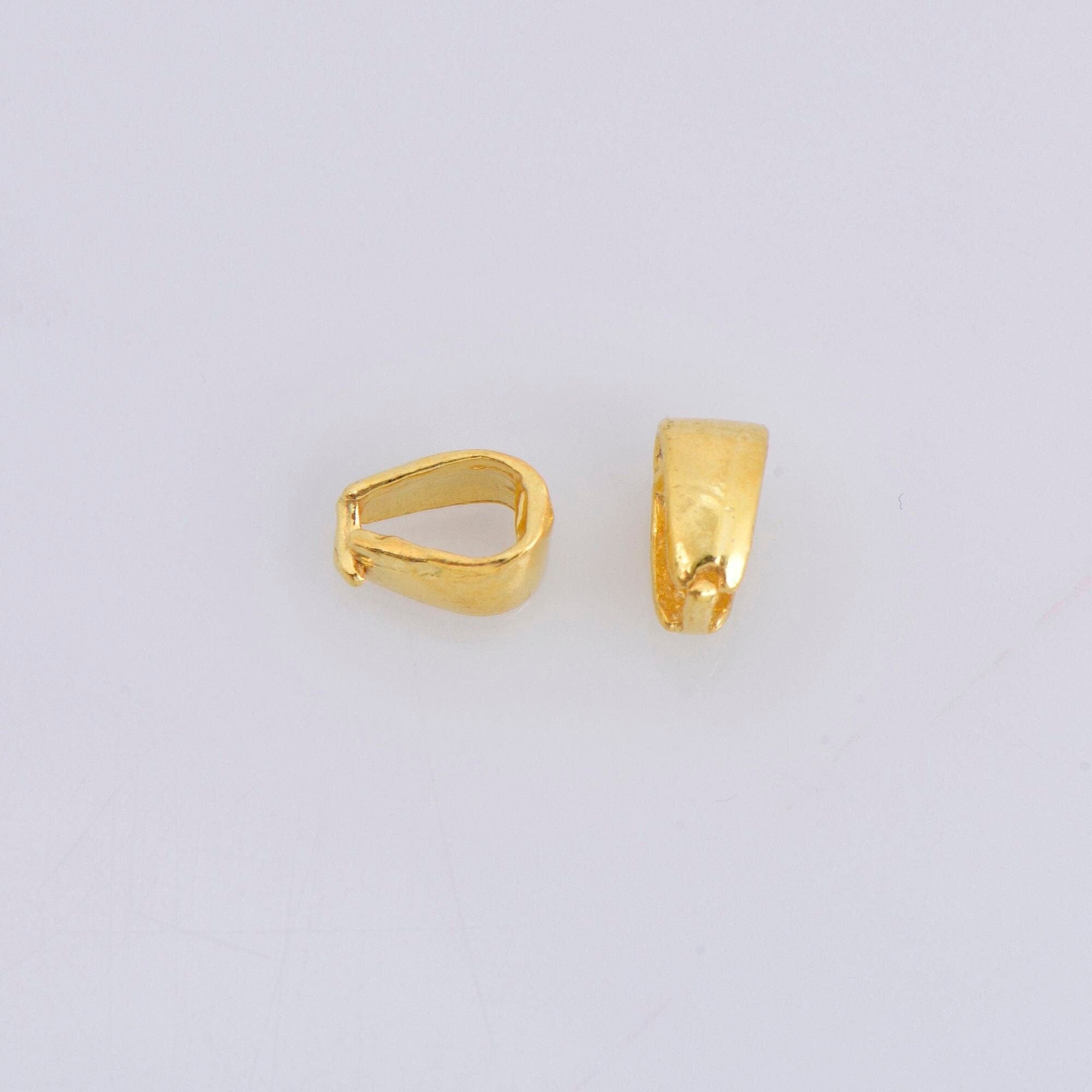 24K Gold Vermeil Simple Bails, Gold Plated Pinch Bails, 925 Solid Silver Plain Bails, Bail Charms, Findings For Jewelry Making, VM32