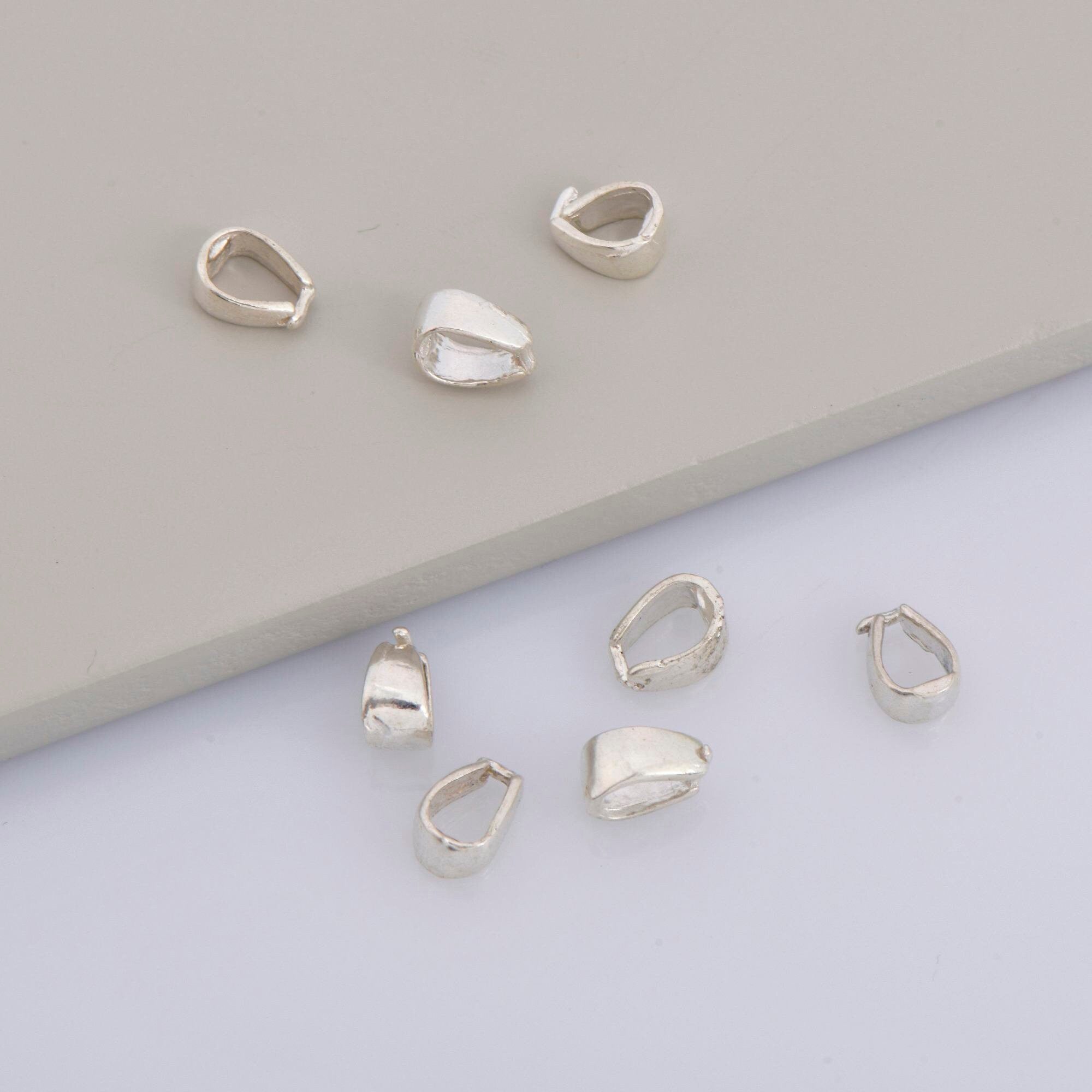 925 Sterling Silver Simple Bails, Solid Silver Pinch Bails, Solid Silver Plain Bails, Bail Charms, Findings For Jewelry Making, M32