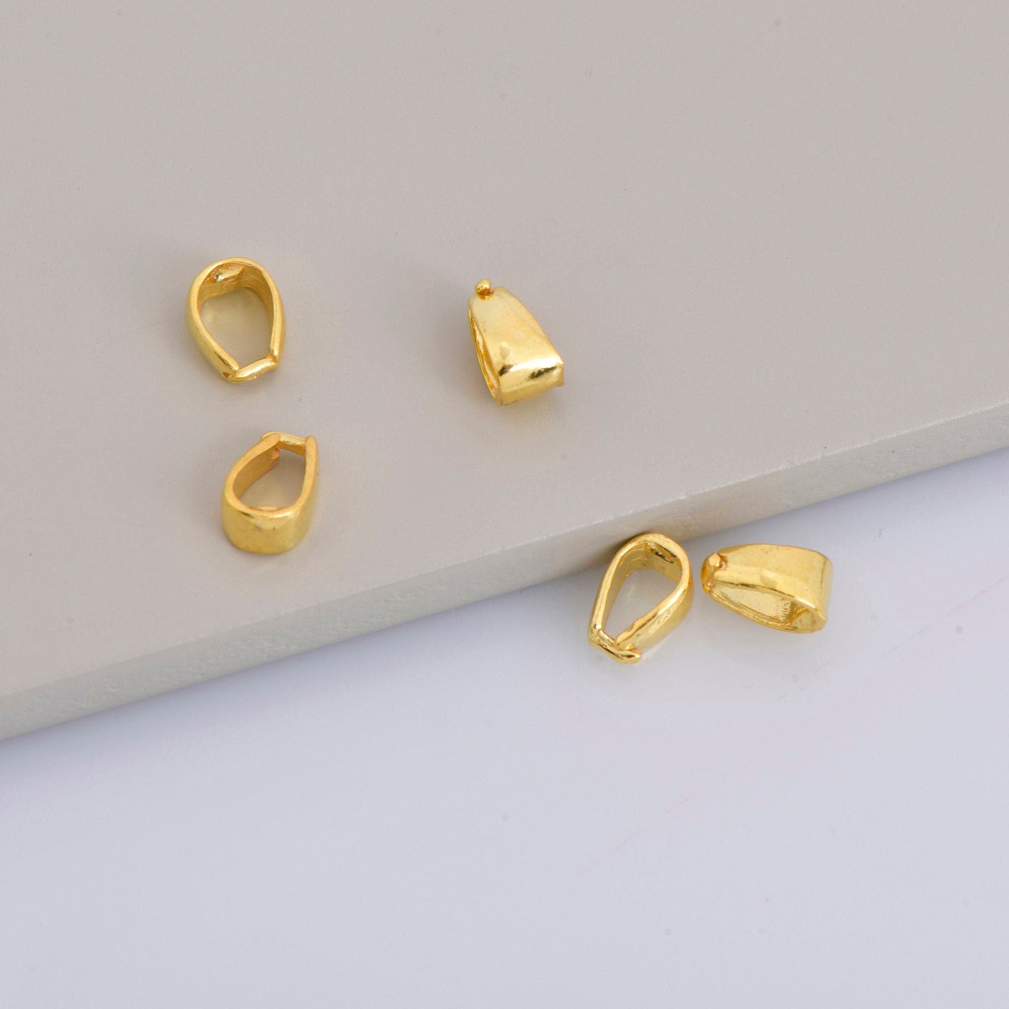 24K Gold Vermeil & 925 Silver Simple Bails, Silver Pinch Bails, Gold Plated, Plain Bails, Bail Charms, Finding For Jewelry Making, M/VM32