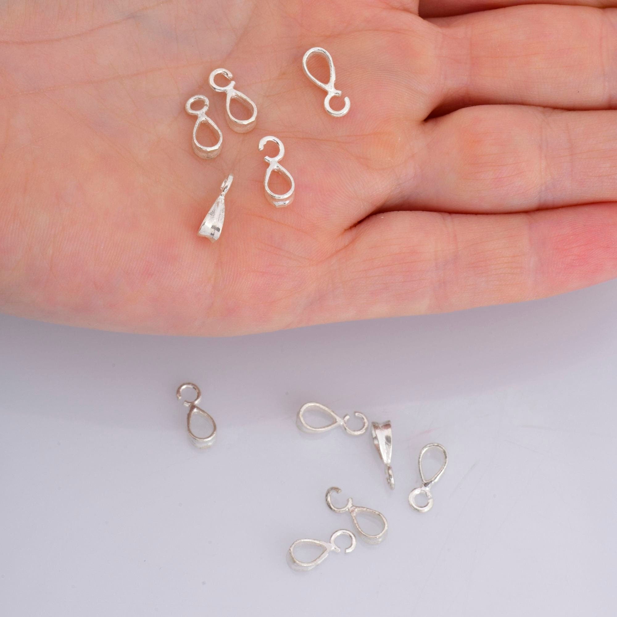 925 Sterling Silver Bails with Open Loop, Solid Silver Open Loop Bails, Smooth Silver Connector Bails, Bail Charms, Jewelry Findings, M33