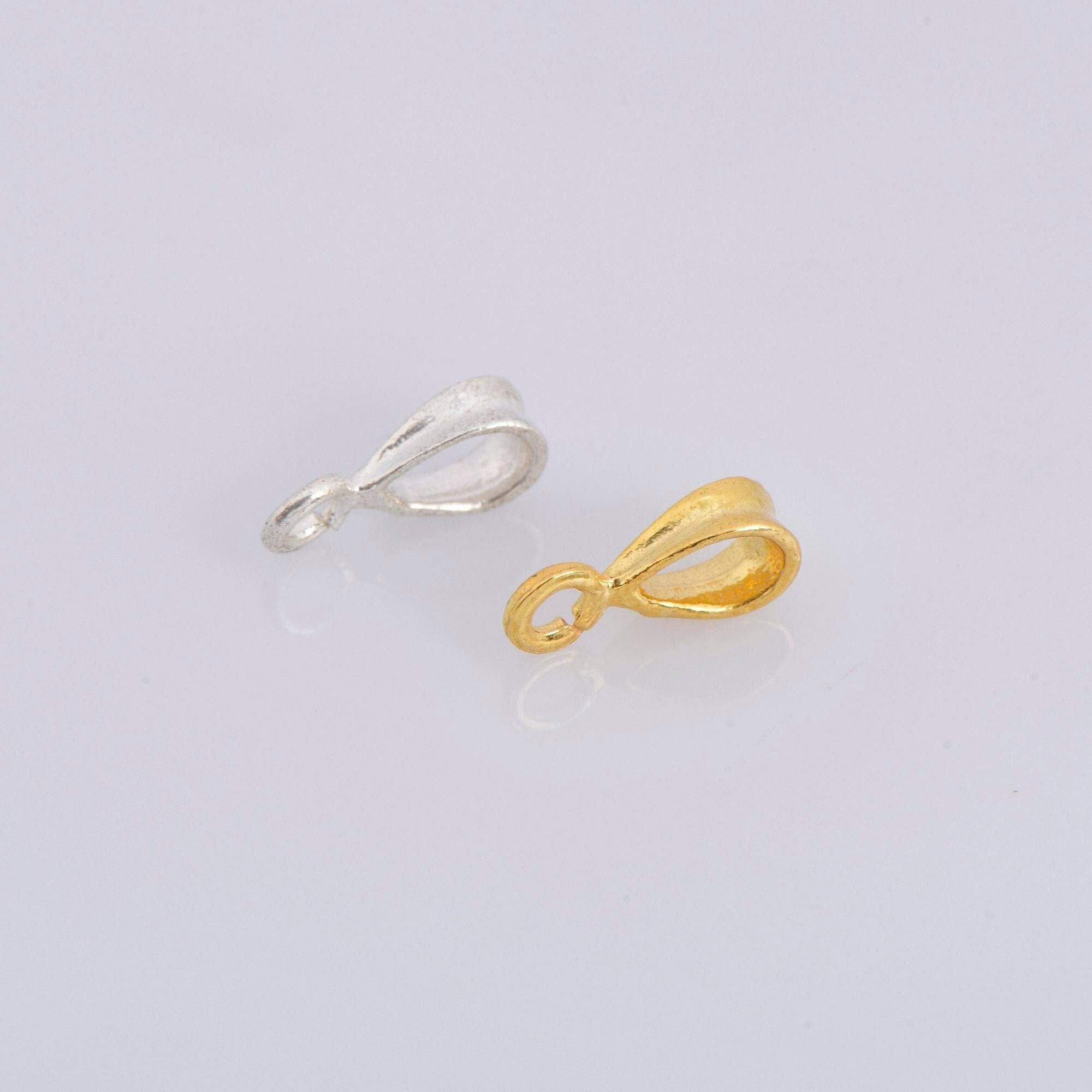 24K Gold Vermeil & 925 Silver Bails with Open Loop, Plated Open Loop Bails, Smooth Connector Bails, Bail Charms, Jewelry Findings, M/VM33
