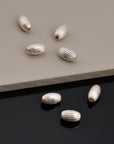 925 Silver 10x6mm Seamless Oval Beads, Silver Corrugated Oval Beads, Solid Olive Shape Beads, Barrel Shape Jewelry Crafting Supplies, M4D