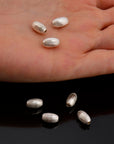 925 Silver 10x6mm Seamless Oval Beads, Silver Corrugated Oval Beads, Solid Olive Shape Beads, Barrel Shape Jewelry Crafting Supplies, M4D