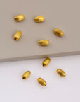 24K Gold Plated Seamless Oval Beads, 925 Silver 7mmx4mm Corrugated Oval Beads in 24K Gold Vermeil, Olive Shape Beads, Jewelry Supplies, VM4B