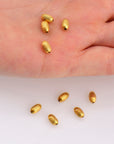 24K Gold Plated Seamless Oval Beads, 925 Silver 7mmx4mm Corrugated Oval Beads in 24K Gold Vermeil, Olive Shape Beads, Jewelry Supplies, VM4B