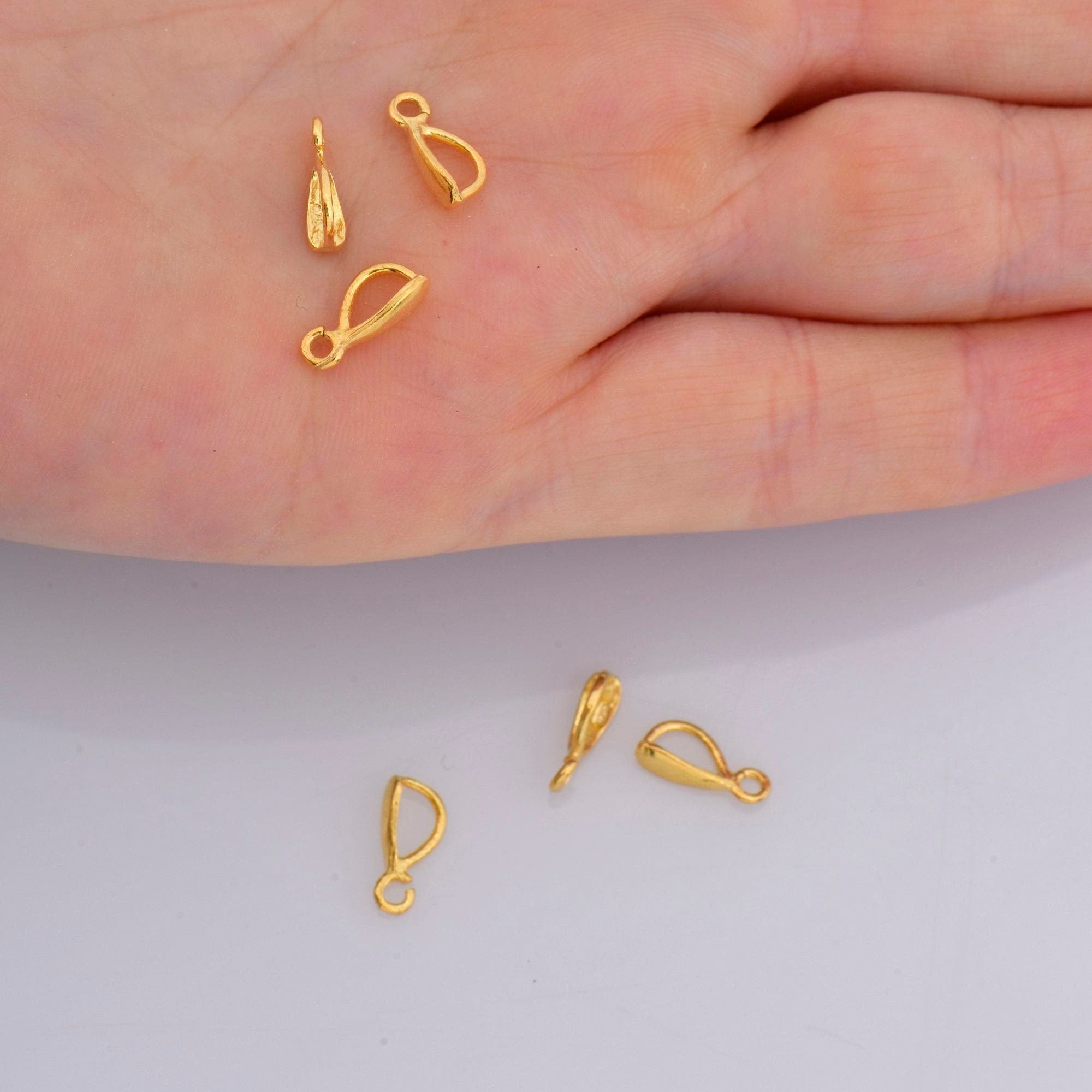 24K Gold Vermeil Bails with Open Loop, Gold Plated Open Loop Bails, 925 Smooth Silver Connector Bails, Bail Charms, Jewelry Findings, VM35