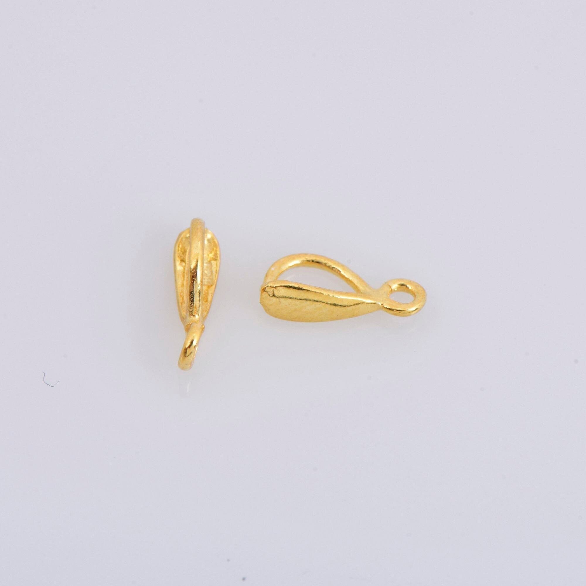 24K Gold Vermeil Bails with Open Loop, Gold Plated Open Loop Bails, 925 Smooth Silver Connector Bails, Bail Charms, Jewelry Findings, VM35