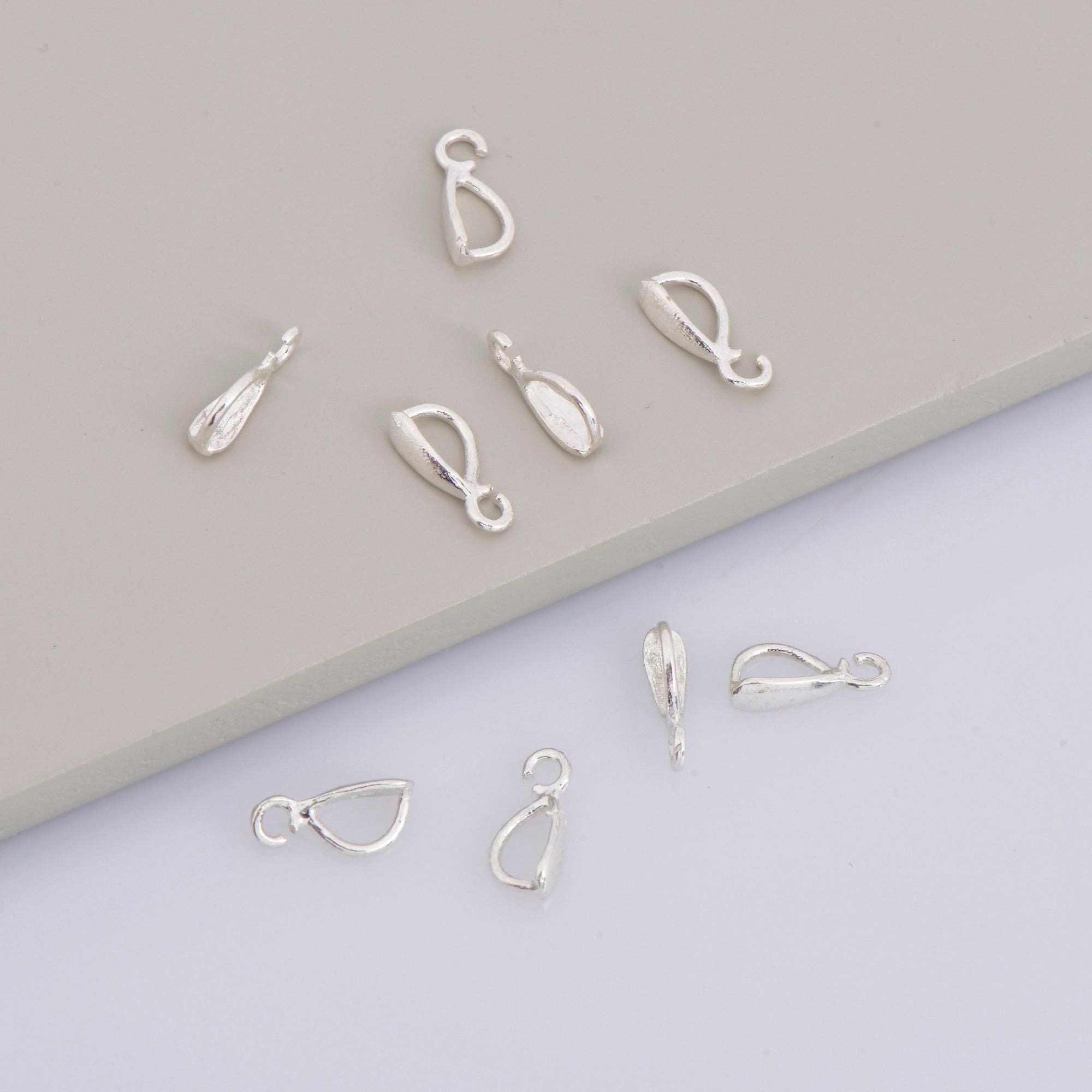 925 Sterling Silver Bails with Open Loop, Solid Silver Open Loop Bails, Smooth Silver Connector Bails, Bail Charms, Jewelry Findings, M35