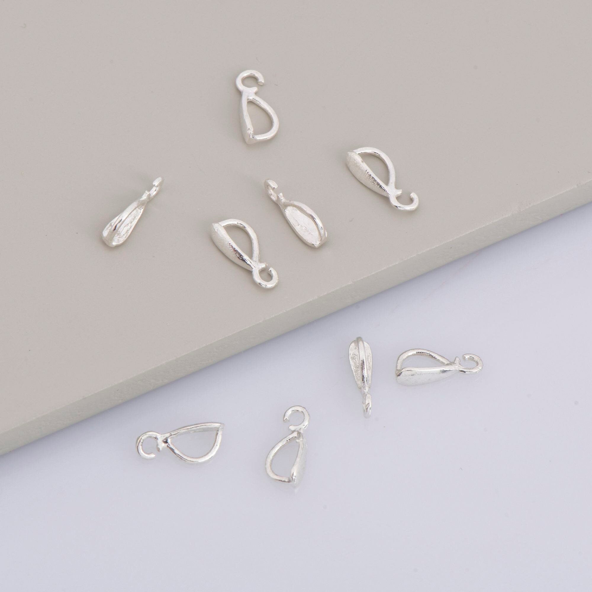 24K Gold Vermeil & 925 Silver Bails with Open Loop, Plated Open Loop Bails, Smooth Connector Bails, Bail Charms, Jewelry Findings, M/VM35